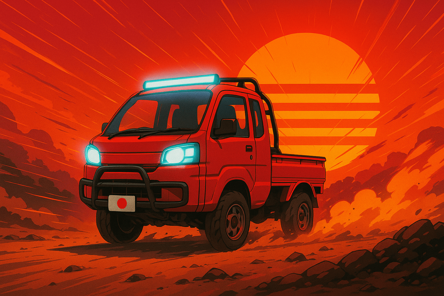 1536x1024 I asked ChatGPT to create me a desktop wallpaper featuring a Kei Truck and this is what it came up with