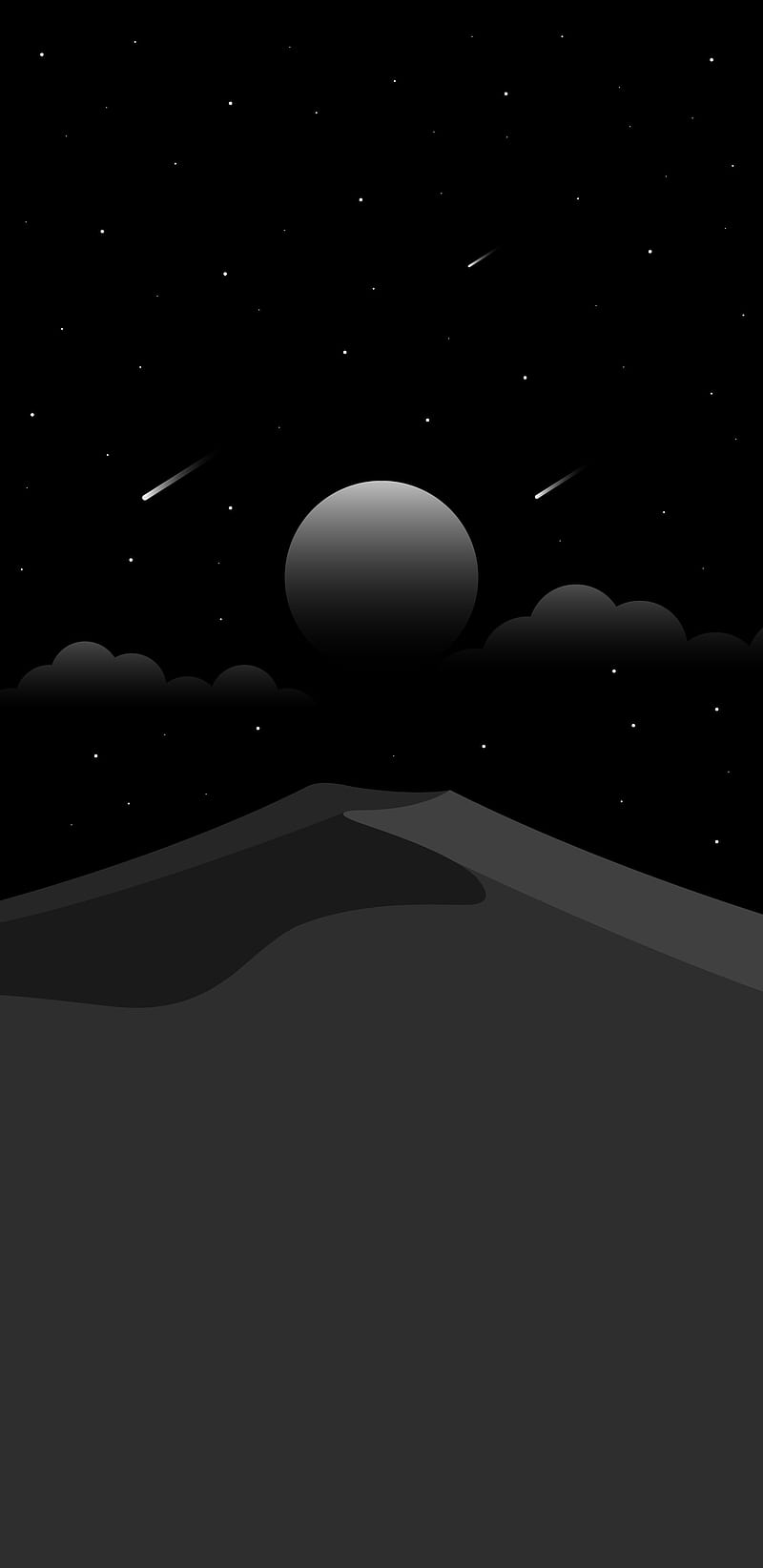 800x1644 Minimal Desert, black, dark, desert, minimal, moon, stars, HD phone wallpaper