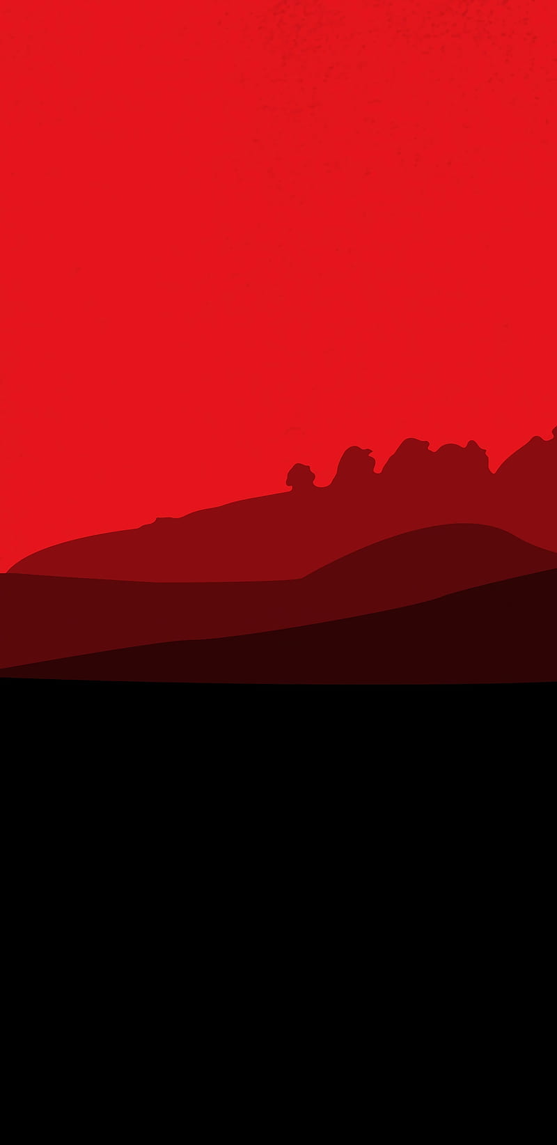800x1644 Amoled Minimal Hills, black, dark, flat, material, red, steamroom, sunrise, HD phone wallpaper