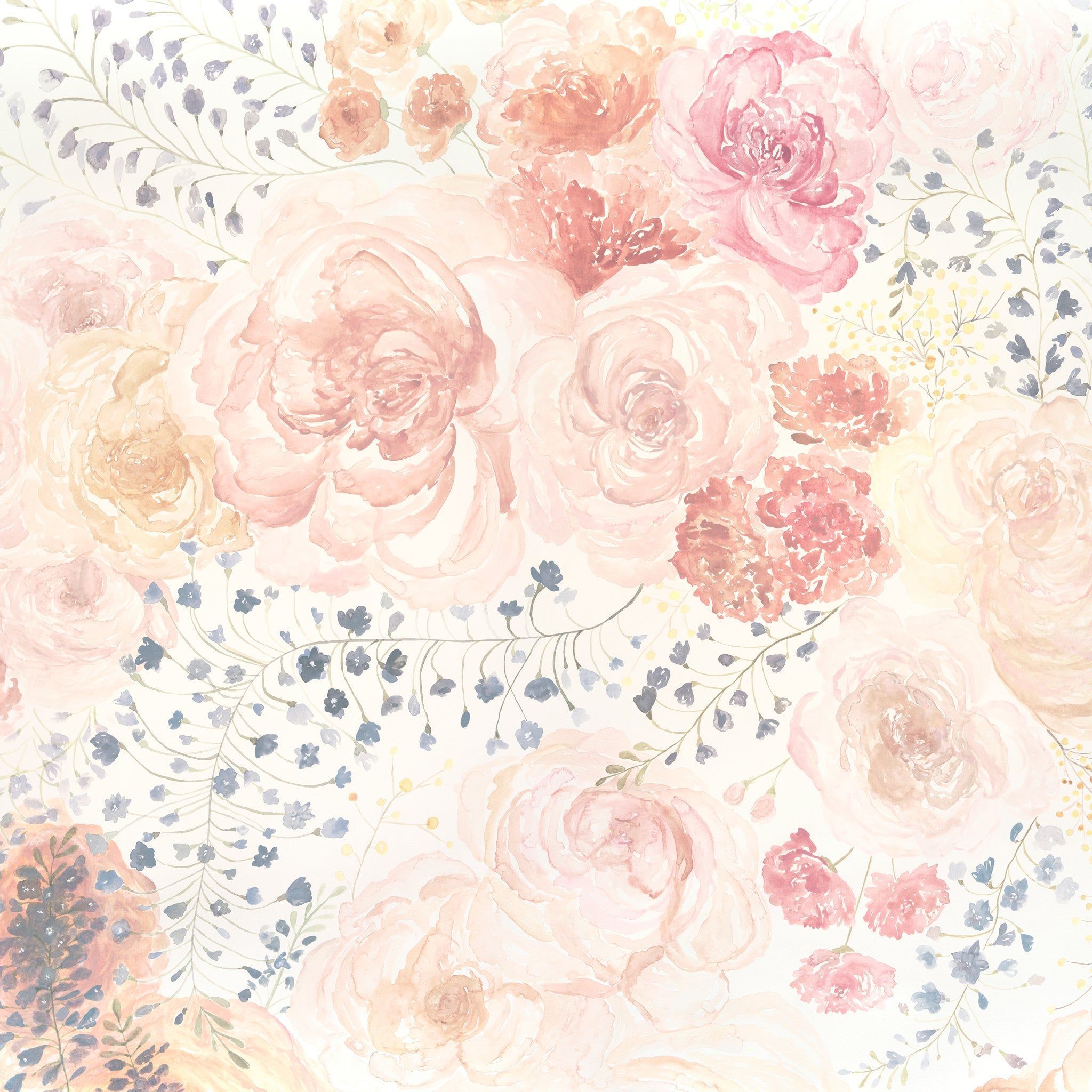 2048x2048 Pastel Posey Floral Watercolor Watercolor Peel and Stick Wallpaper