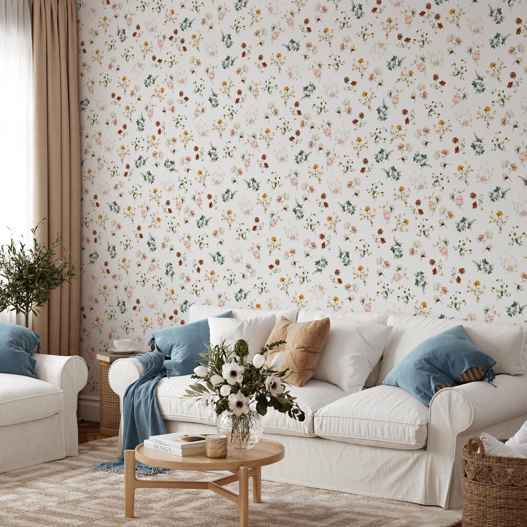 2048x2048 Wildflower Peel and Stick Wallpaper Friendly Luxe / 8 ft (H) x 19