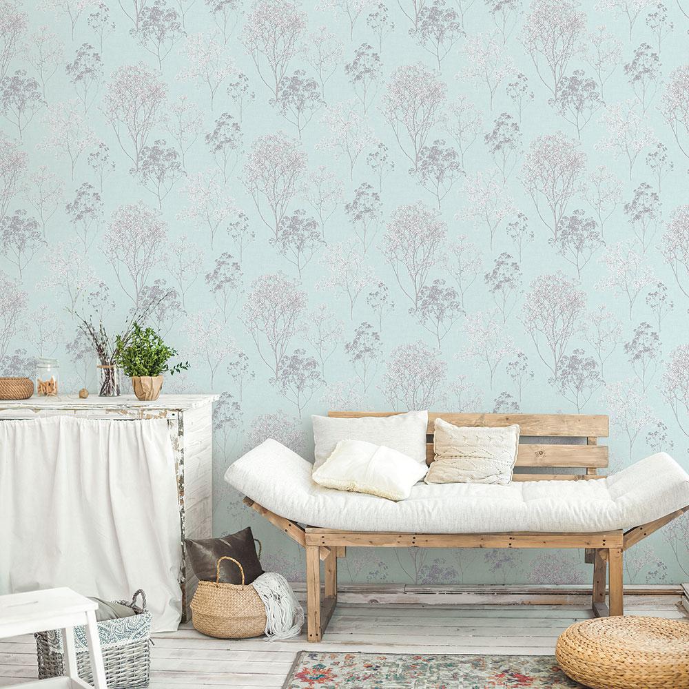 1000x1000 Queen Anne's Soft Blue Lace Floral Wallpaper