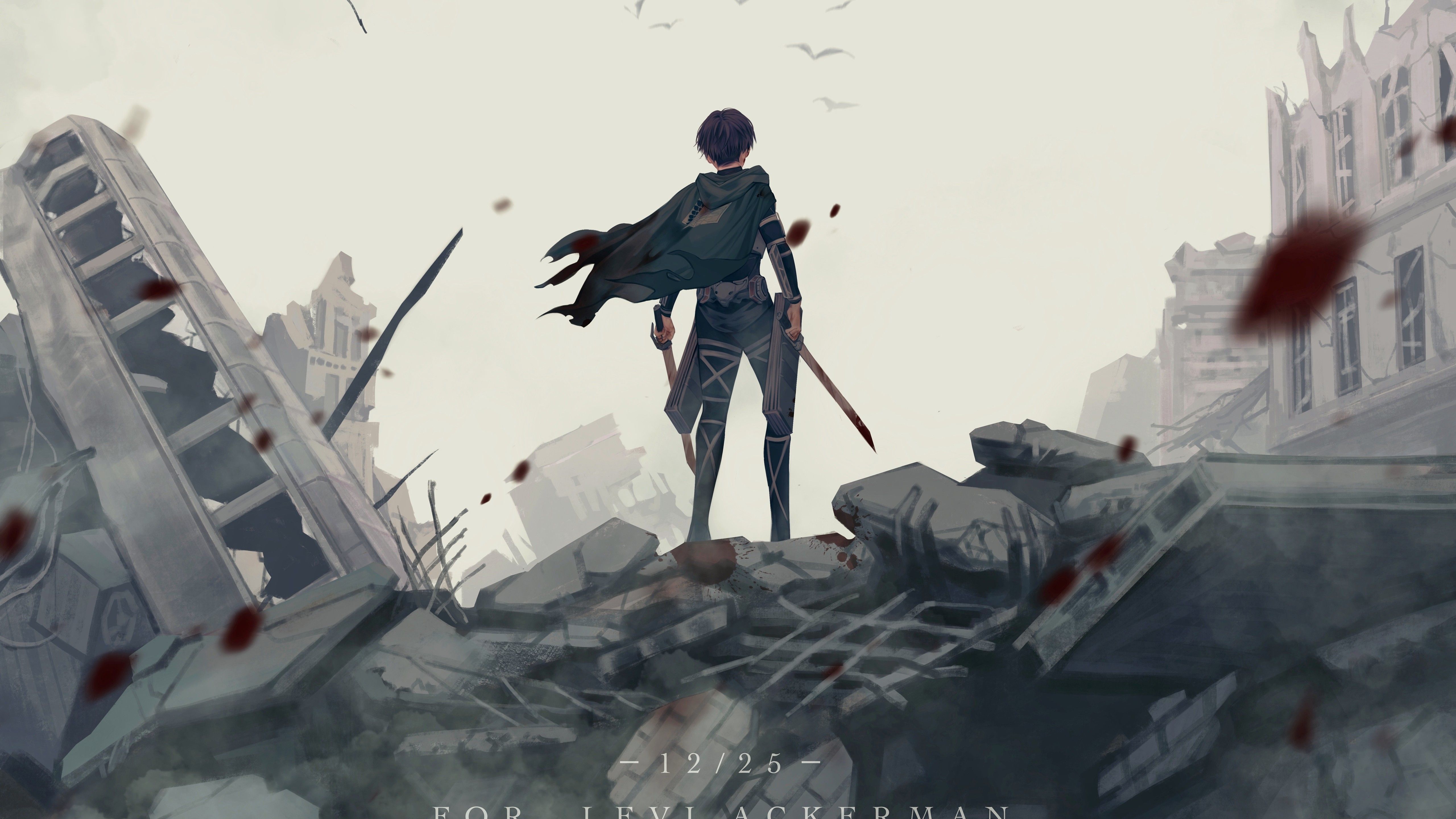 5120x2880 Backside Of Levi Ackerman 4K 5K HD Attack On Titan Wallpaper