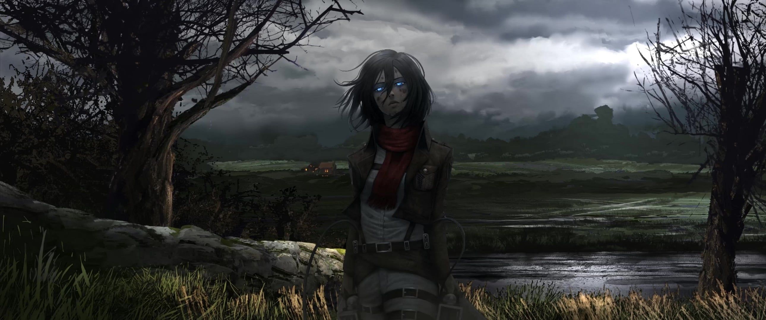 2580x1080 Sad Attack On Titan Wallpaper