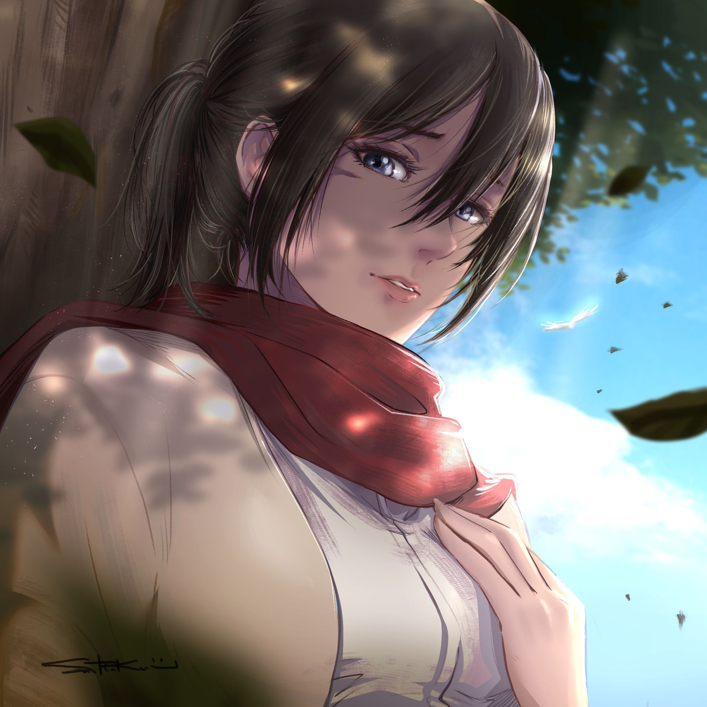 2362x2362 Mikasa Ackerman on Titan by kirin 13 Anime Image Board