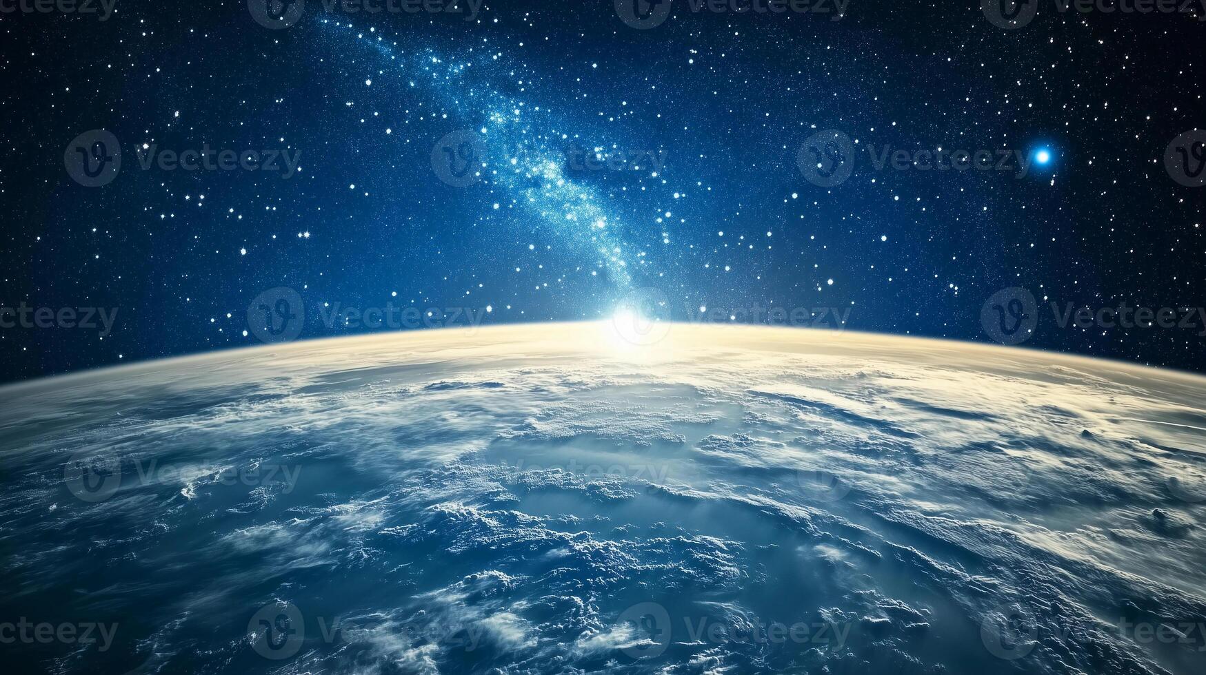 1749x980 A beautiful view of the Earth from space, with a bright blue sky and a large