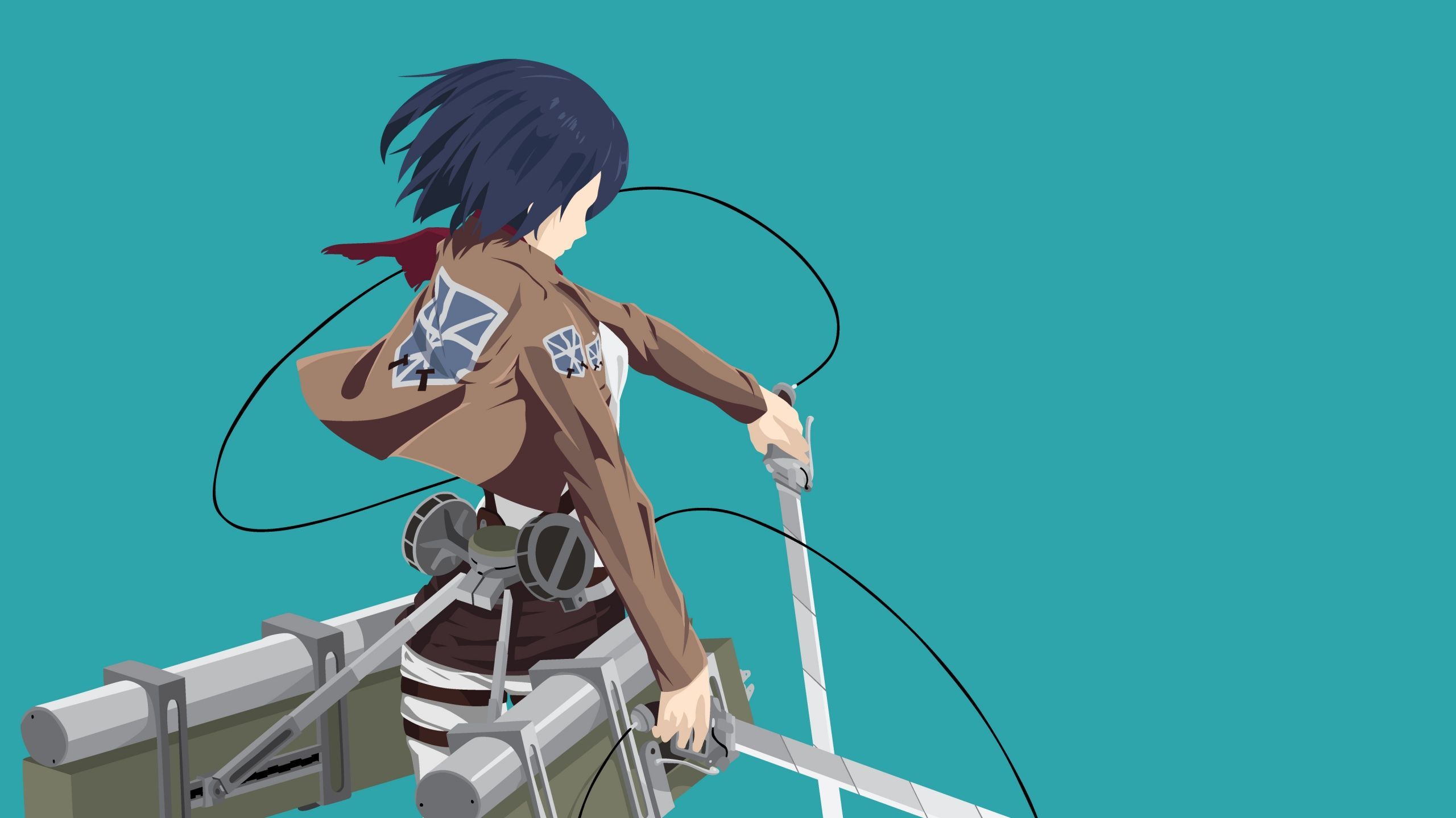 2560x1440 Mikasa Ackerman Wallpaper 4K, Minimalist, Attack on Titan