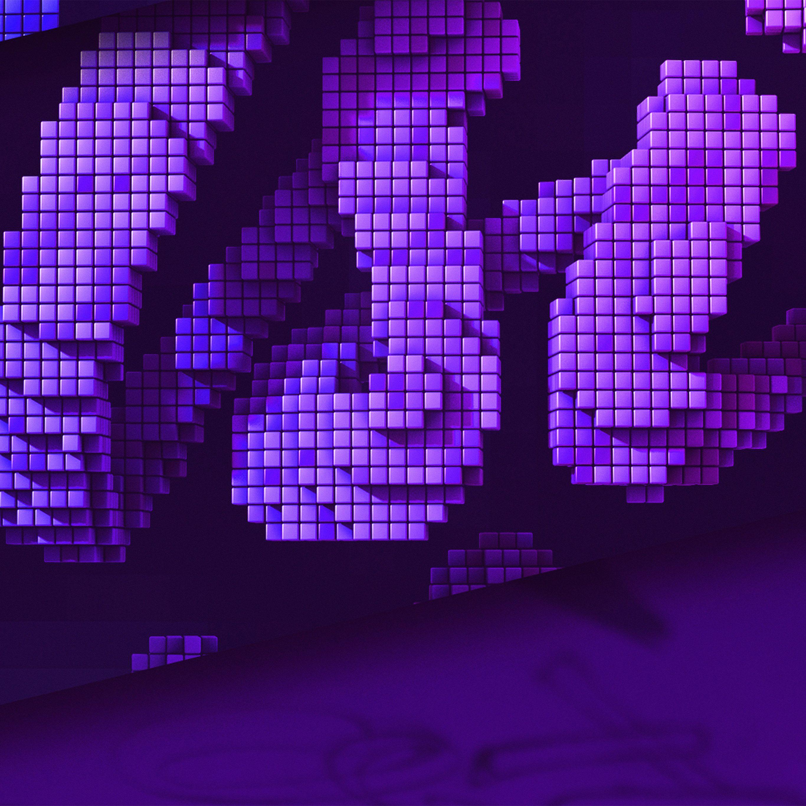 2732x2732 Digital Pixel Art Purple Pattern Background Wallpaper