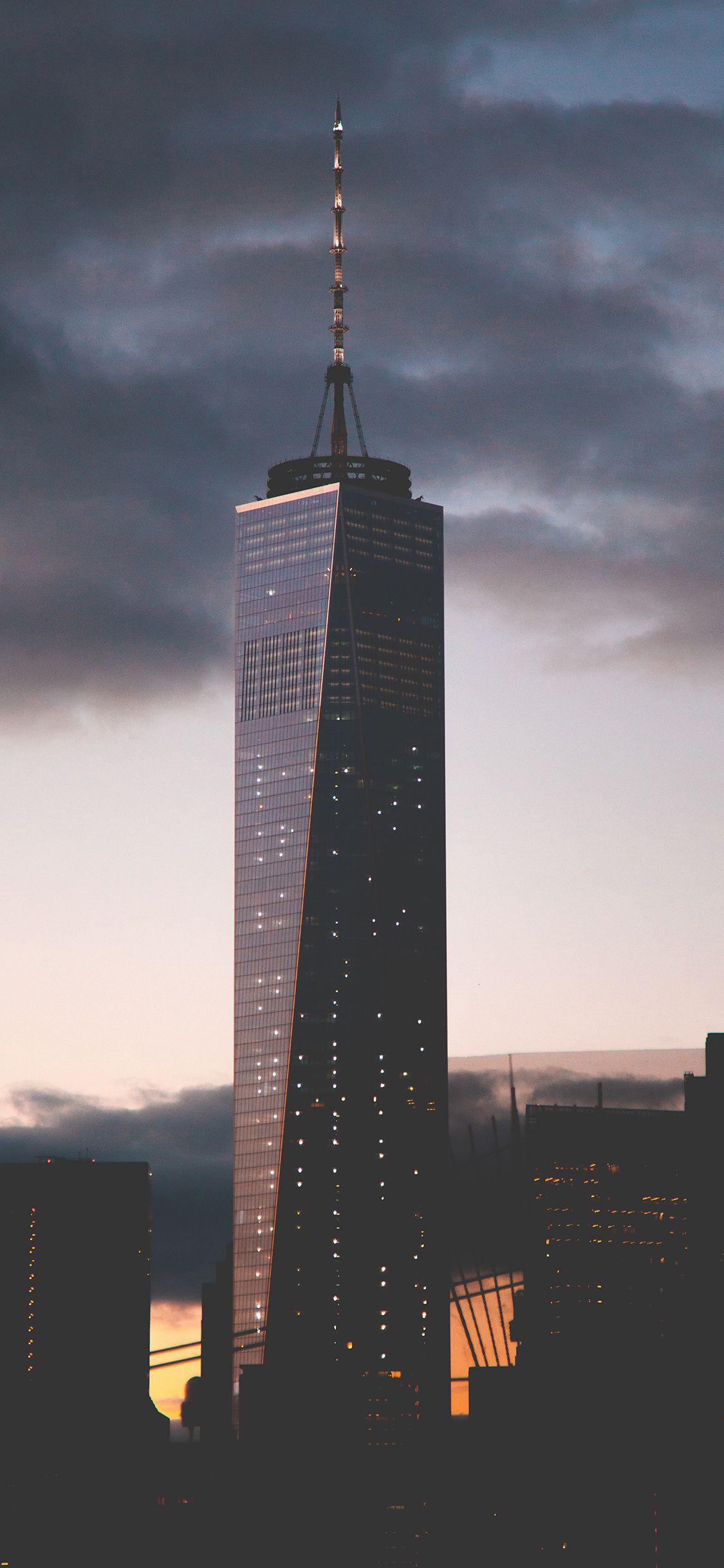 1125x2436 City Tower Skyline Night Wallpaper