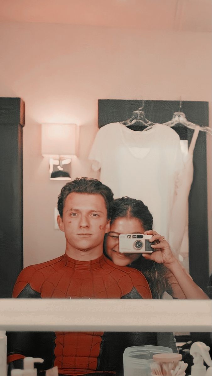 675x1200 Spiderman and his girlfriend. Peter and mj mirror selfie, Tom holland and zendaya picture, Tom holland and zendaya wallpaper