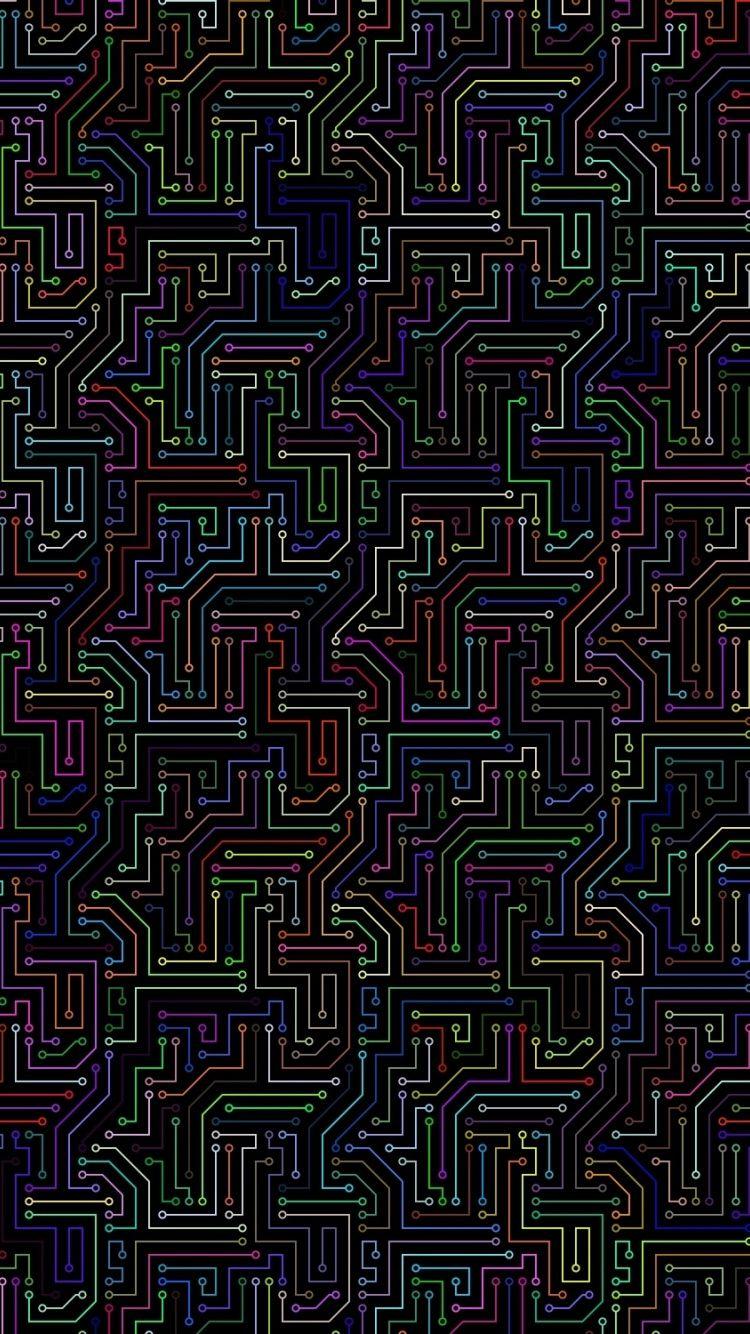 750x1334 Download 750x1334 wallpaper colorful, circuits, lines, abstract