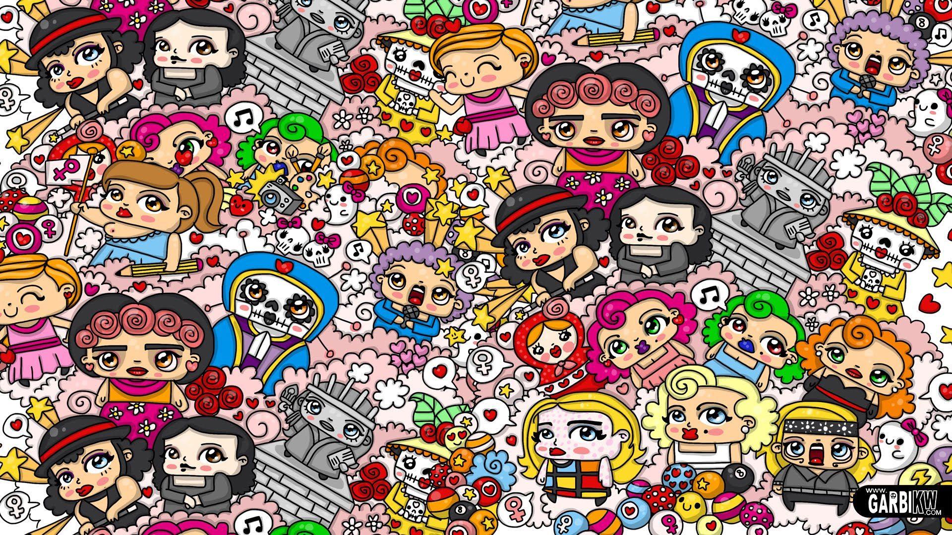 1920x1080 Doodle Wallpaper. Doodle Pink Background