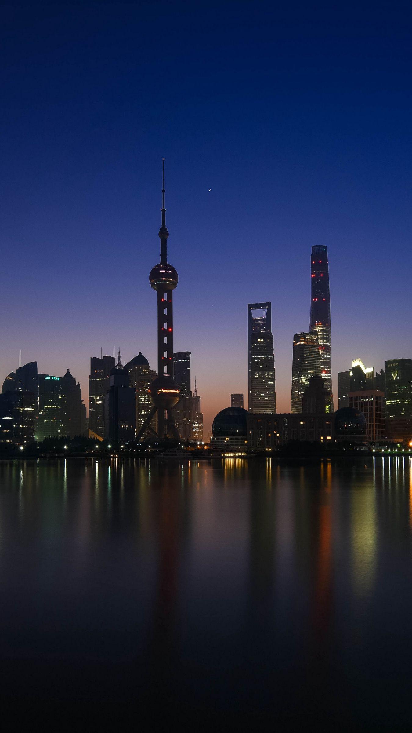 1350x2400 Download wallpaper 1350x2400 shanghai, huangpu, river, shore