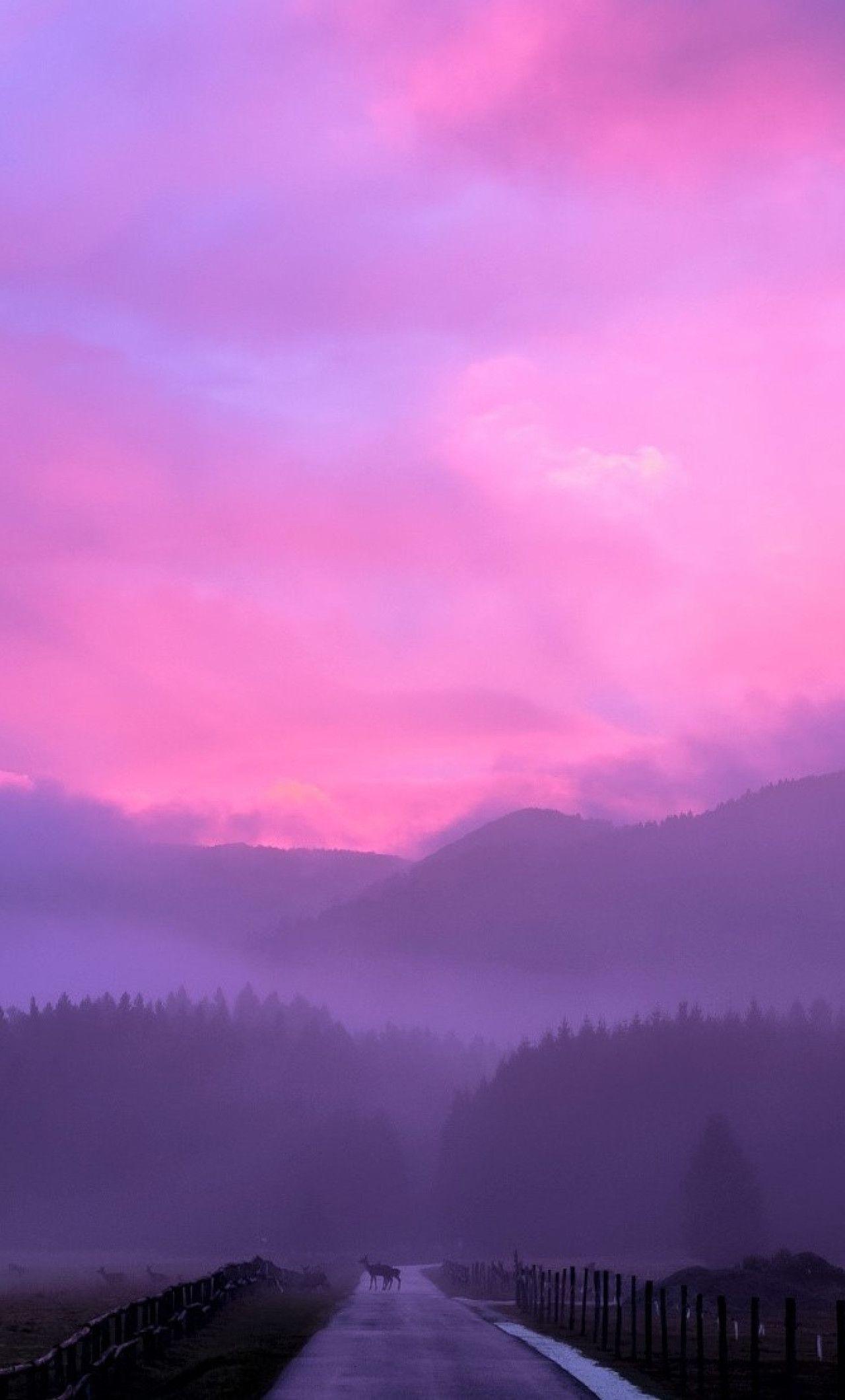 1280x2120 Misty Pink Sunset Hình nền iPhone 4k HD, Hình ảnh