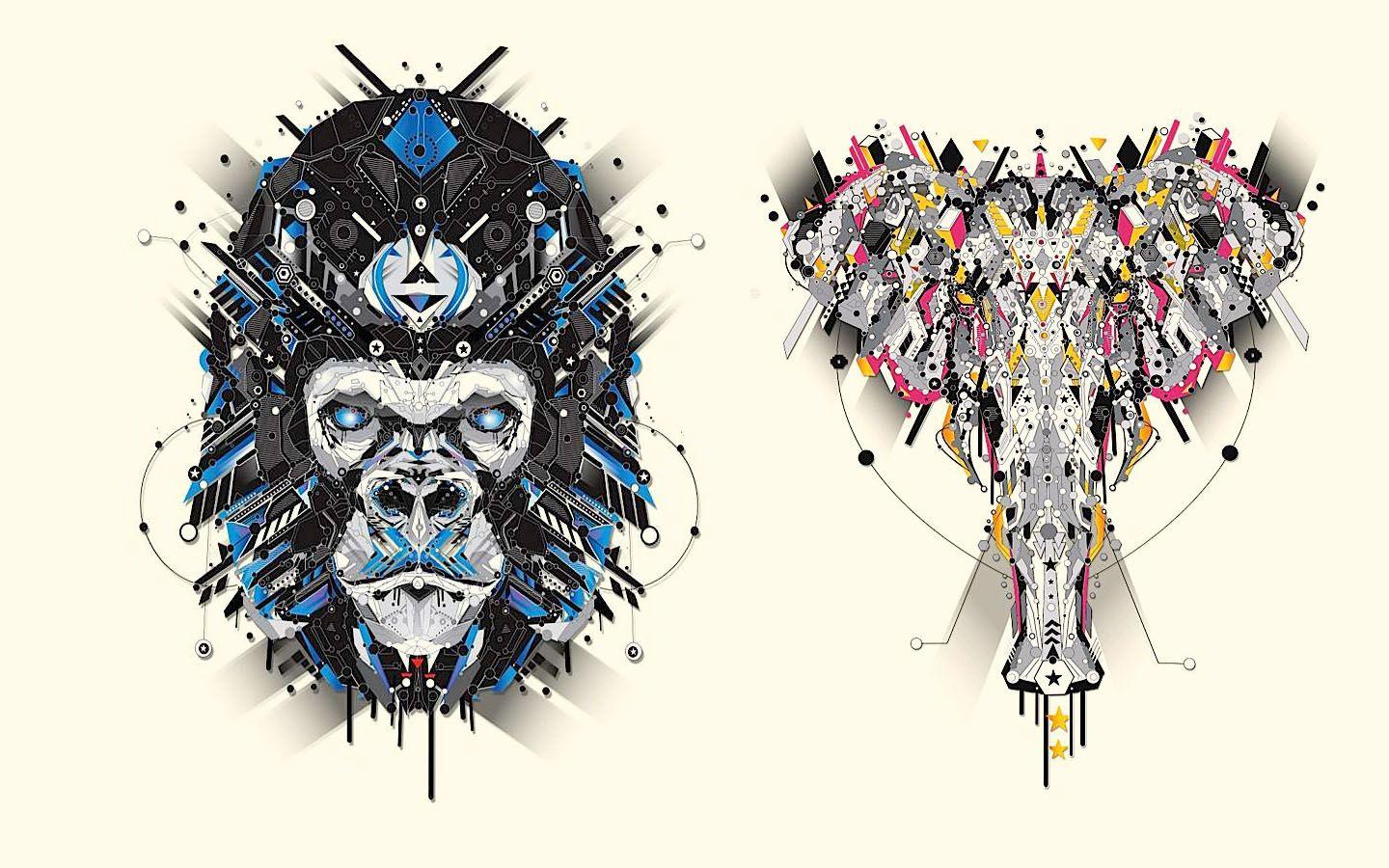 1440x900 Free download FunMozar Interesting Geometric Animal Wallpaper