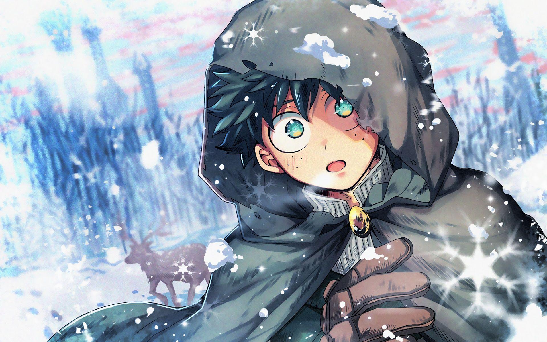 1920x1200 Download wallpaper Deku, winter, manga, Izuku Midoriya, artwork