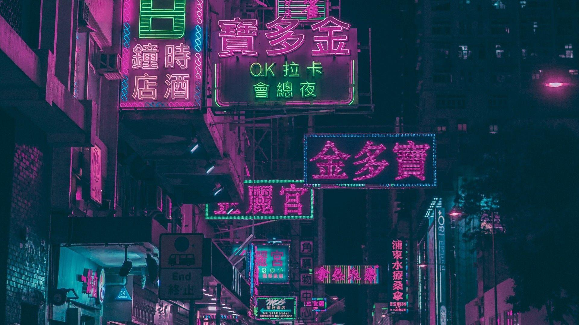 1920x1080 Download 1920x1080 Hong Kong, Urban, Night, Shop Signs, Neon