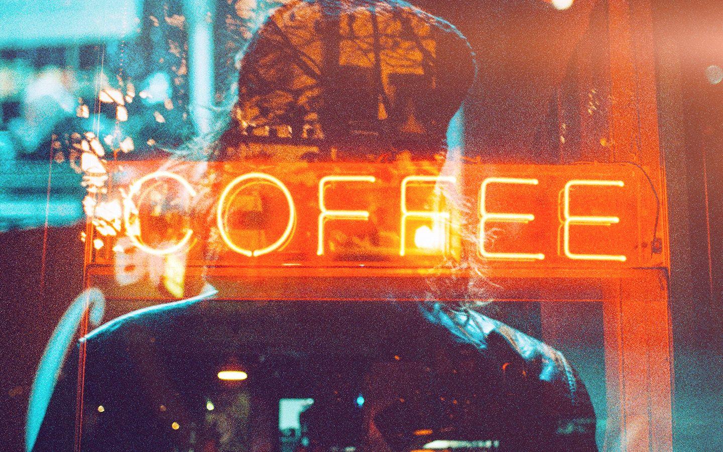1440x900 Coffee Neon Sign Night Illustration Art Flare Wallpaper