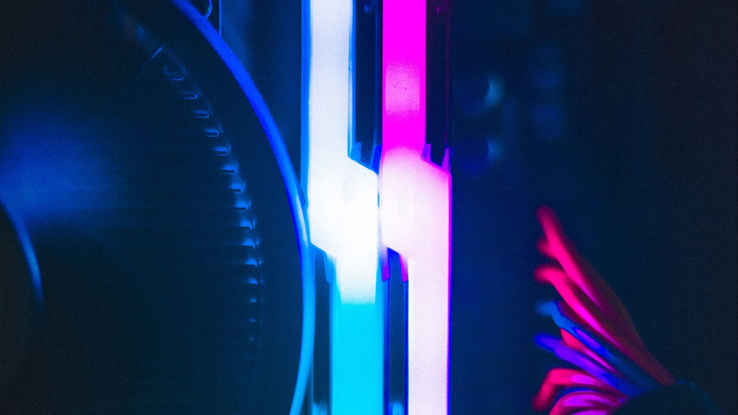 2560x1440 Download wallpaper 2560x1440 computer, neon, backlight, darkness