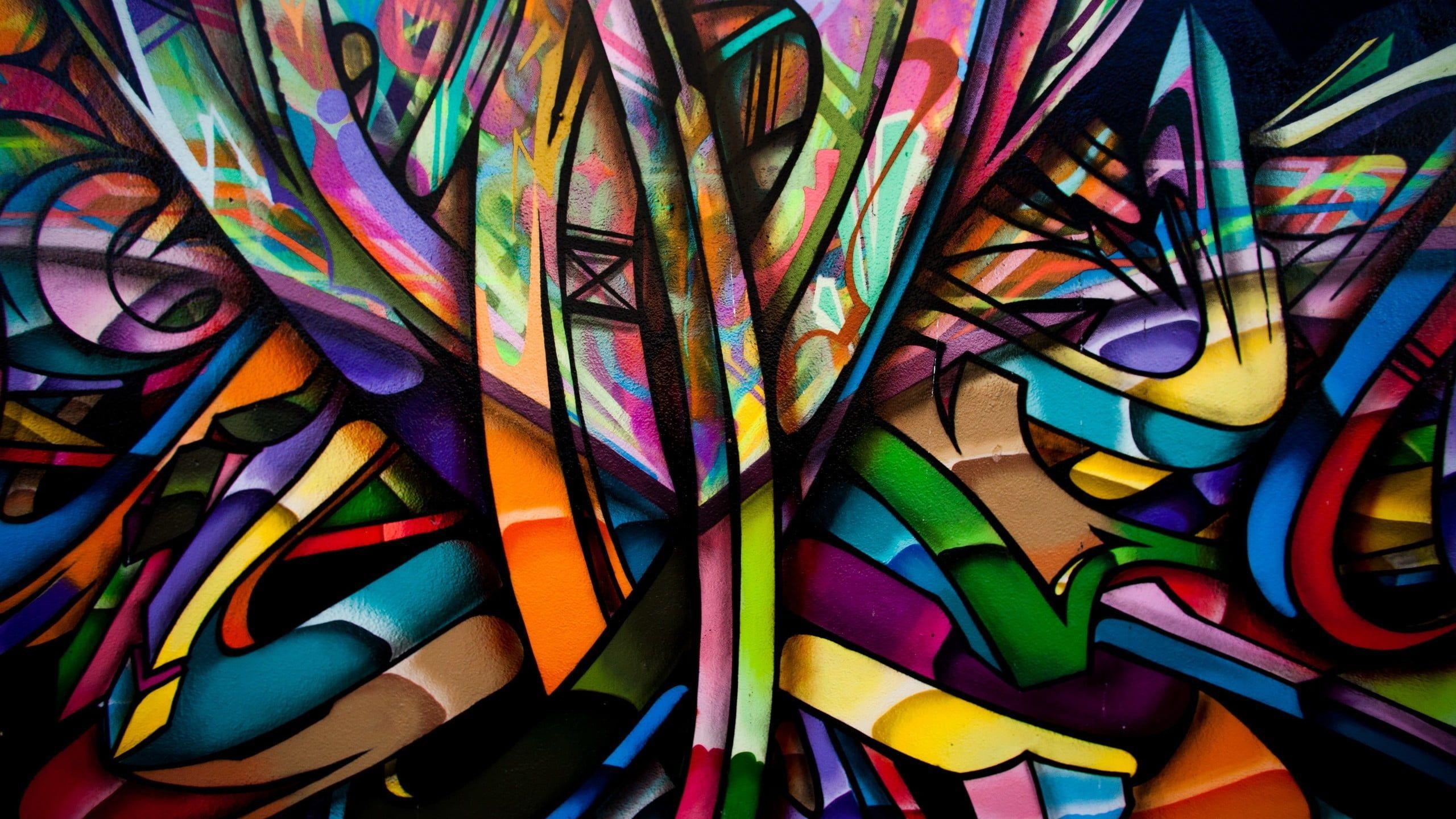 2560x1440 Graffiti nghệ thuật, trừu tượng, đầy màu sắc, graffiti, tường HD hình nền