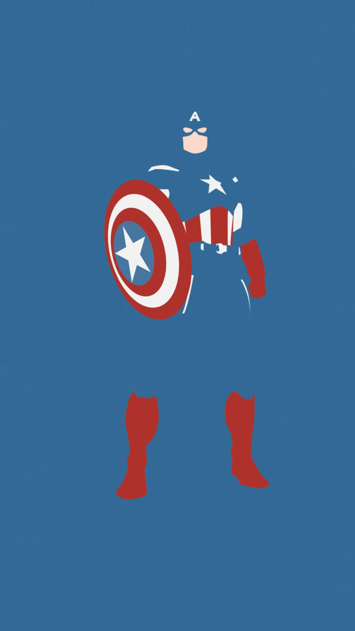 1440x2560 Captain America Marvel Comics Minimalism, HD Artist Wallpaper