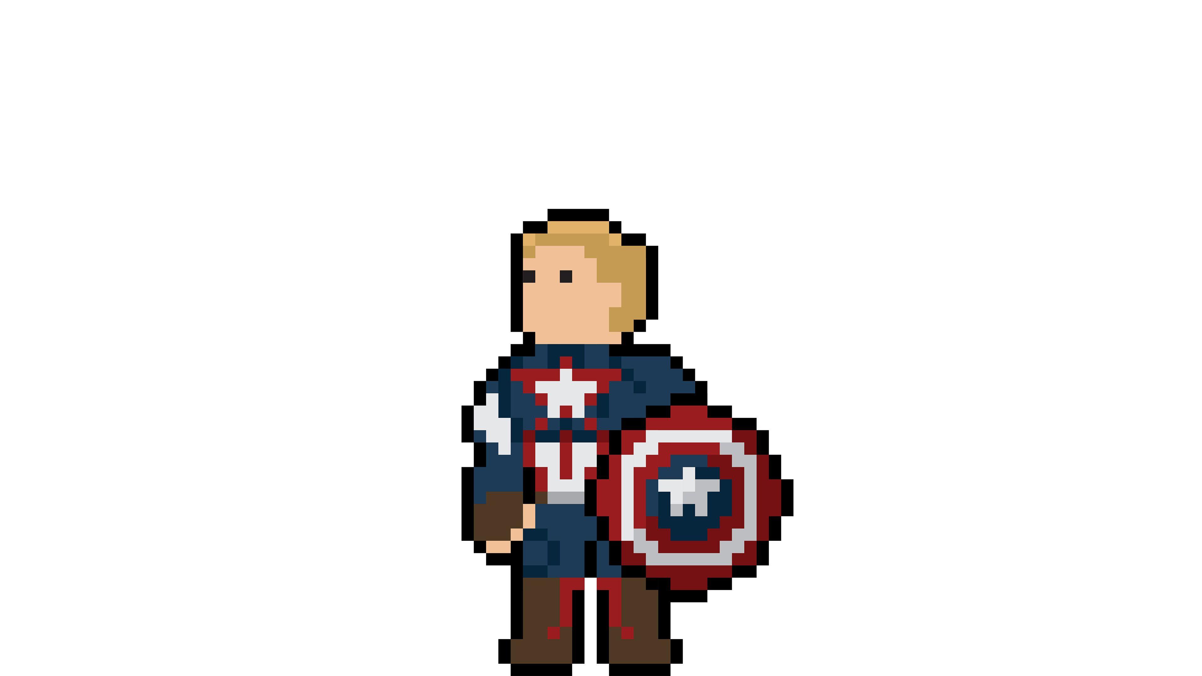 3840x2160 Wallpaper 4k Captain America Pixel Art 4k Wallpaper, Art