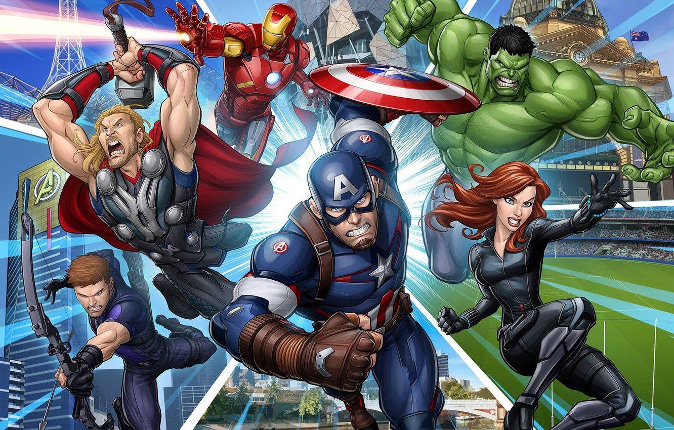 1332x850 Wallpaper art, Hulk, Captain America, Thor, The Avengers, Black