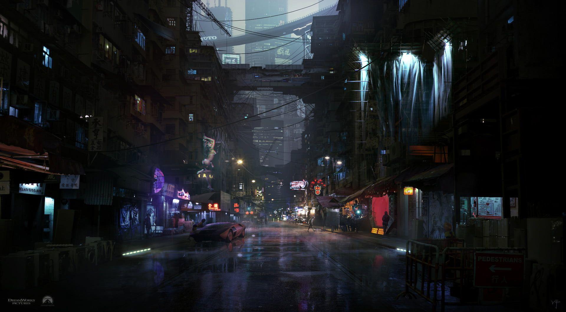 1920x1060 Purple car illustration, cyber, cyberpunk, science fiction