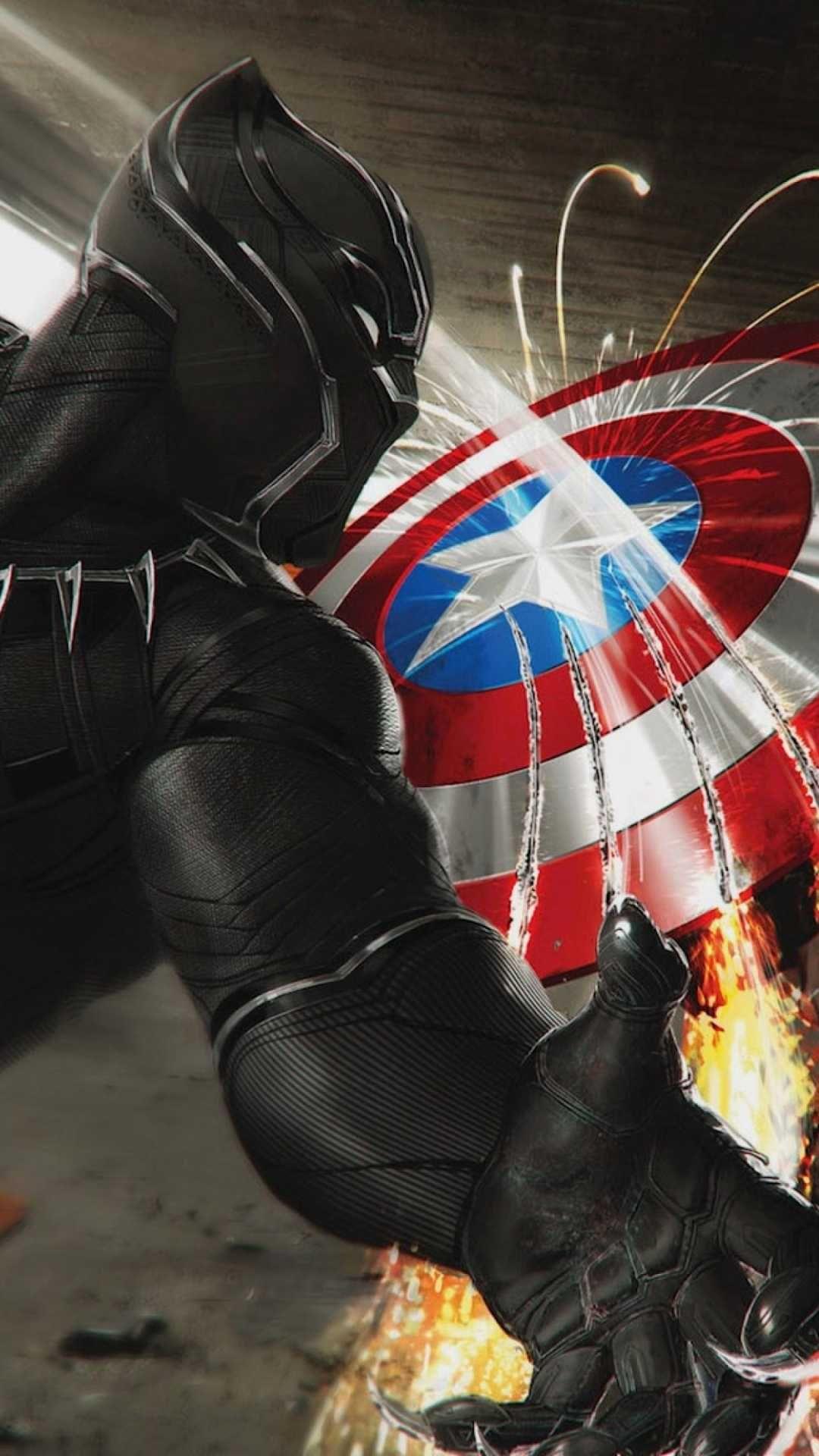 1080x1920 Black Panther vs Captain America iPhone Wallpaper. iPhone