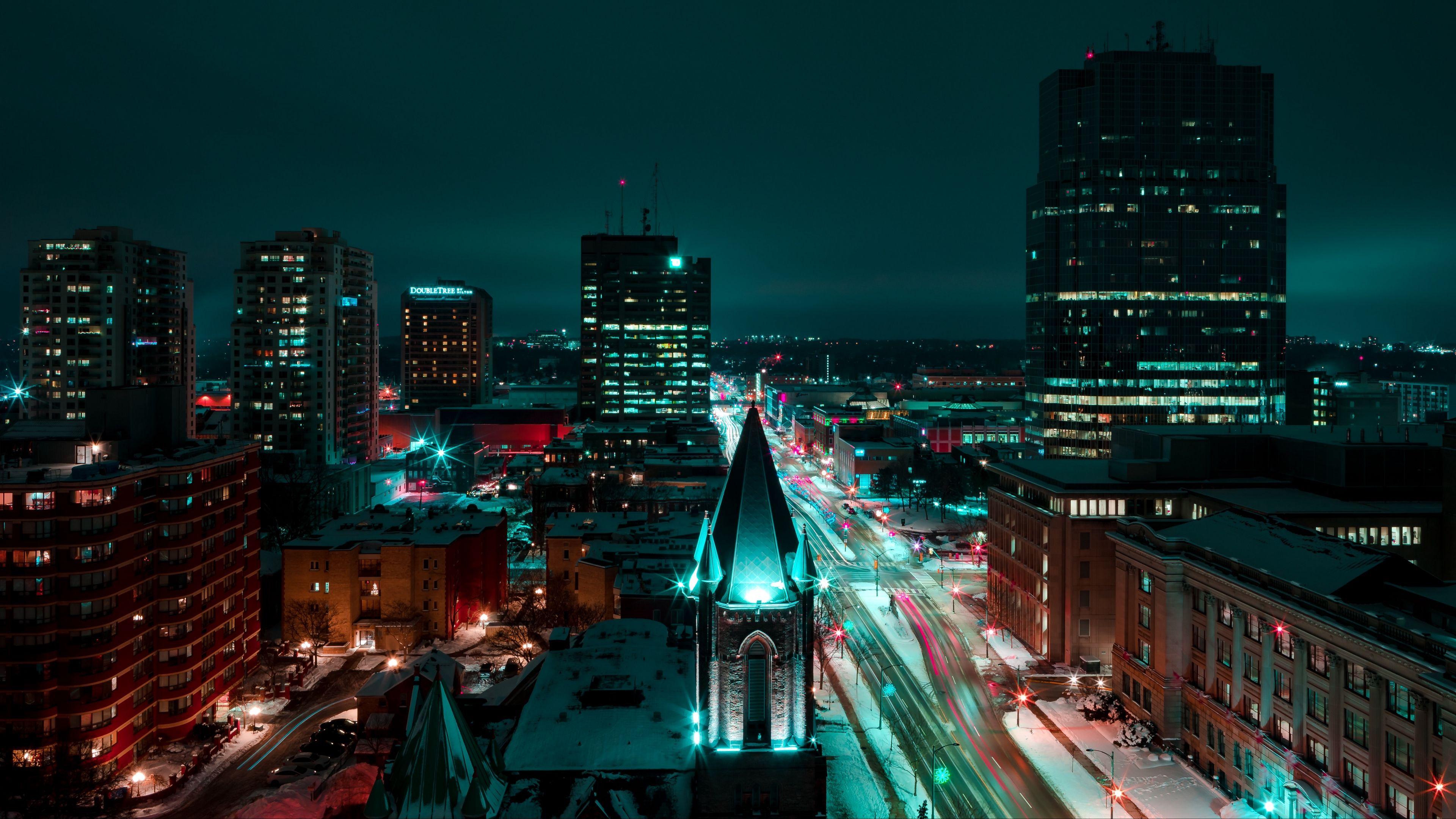 3840x2160 Wallpaper 4k london, canada, night city, buildings 4k Canada