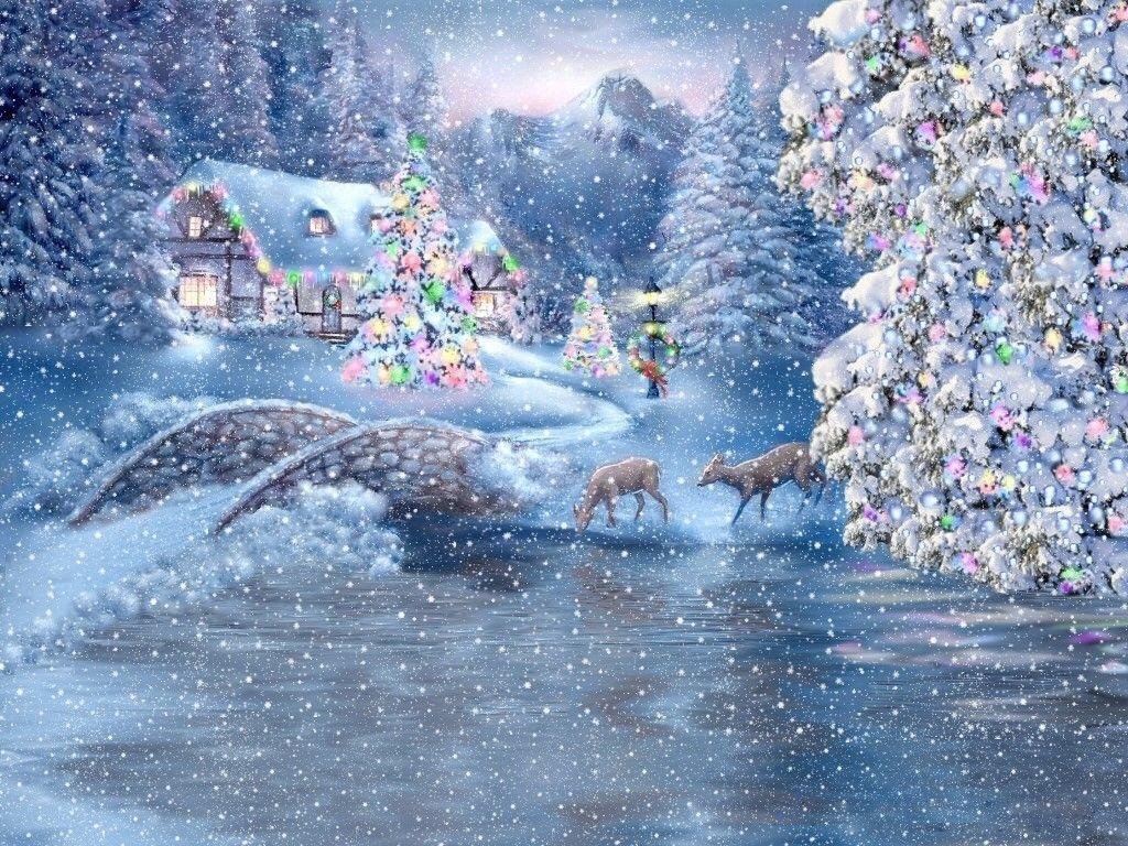 1024x768 Christmas Scenery Wallpaper