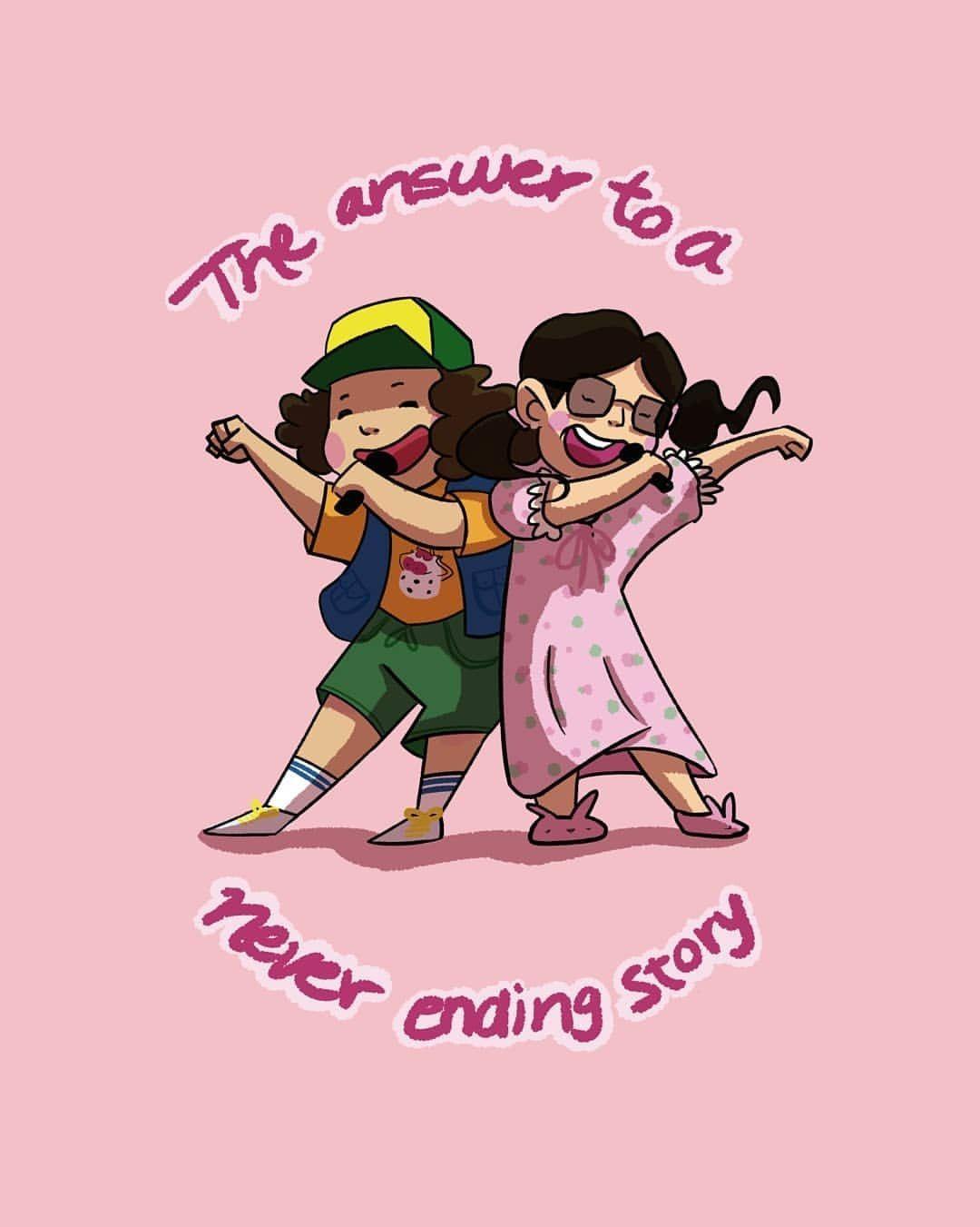 1080x1351 Stranger Things Suzie and Dustin Singing Neverending Story
