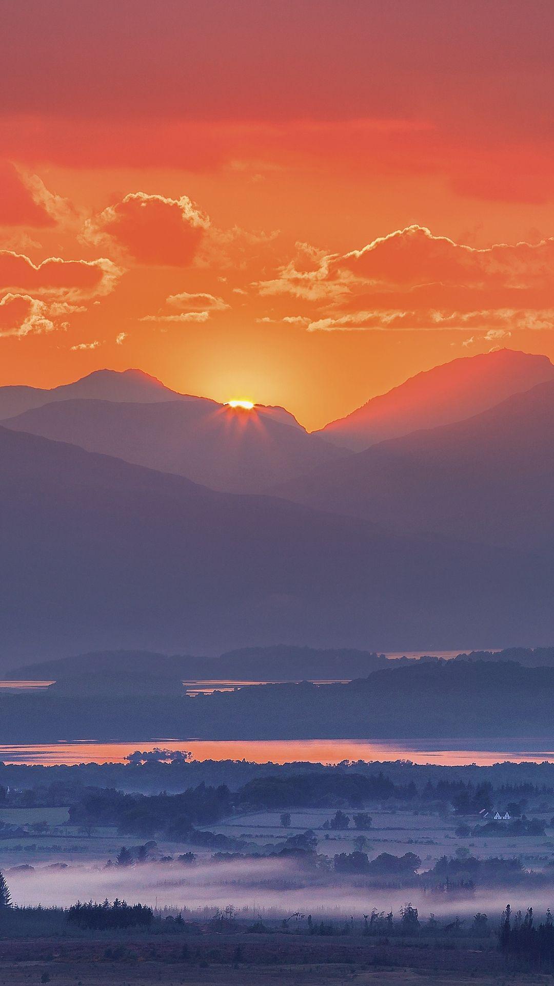 1080x1920 Mountains Fog Sunset Wallpaper - [1080x1920]