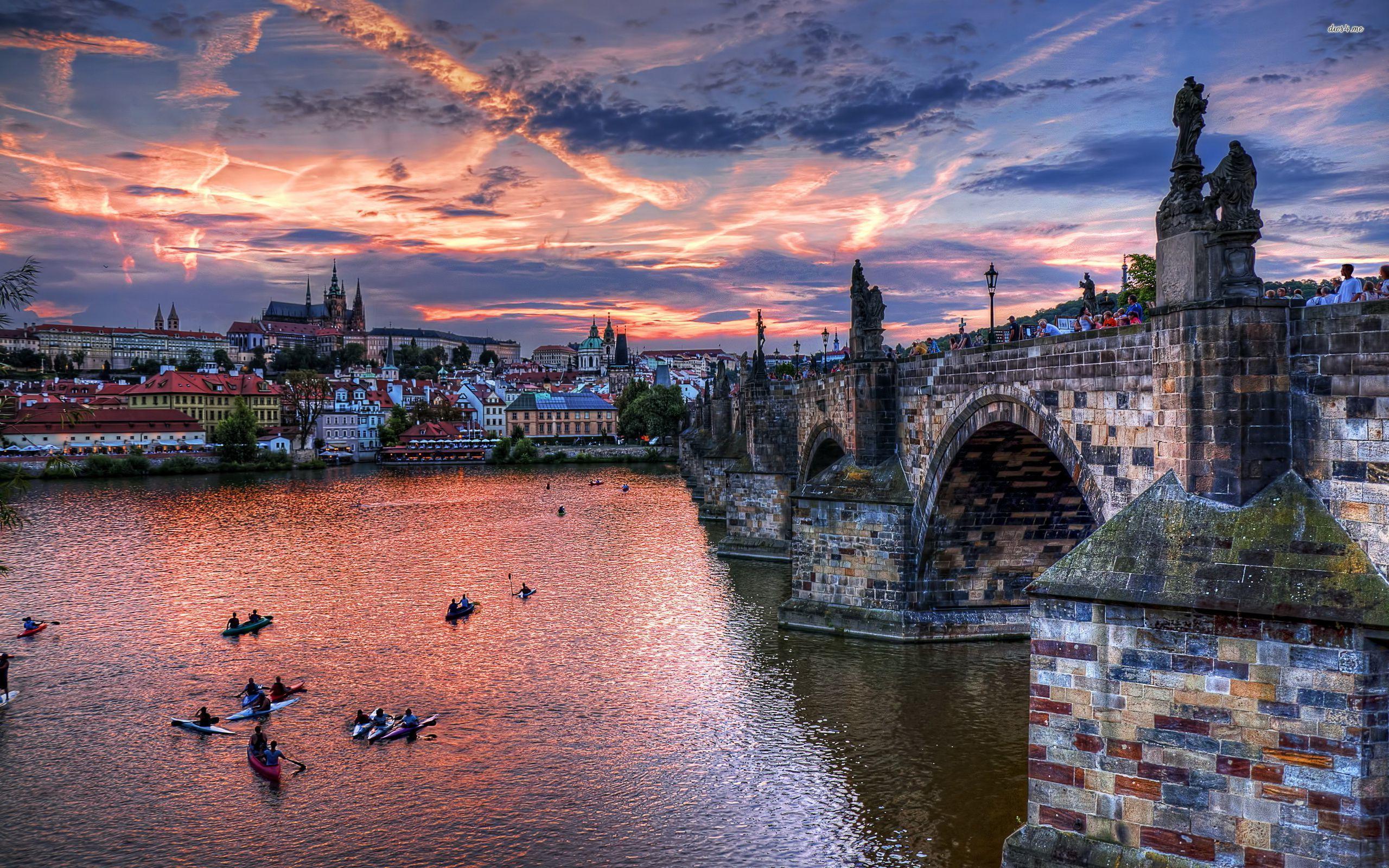 2560x1600 Sunset Prague Wallpaper