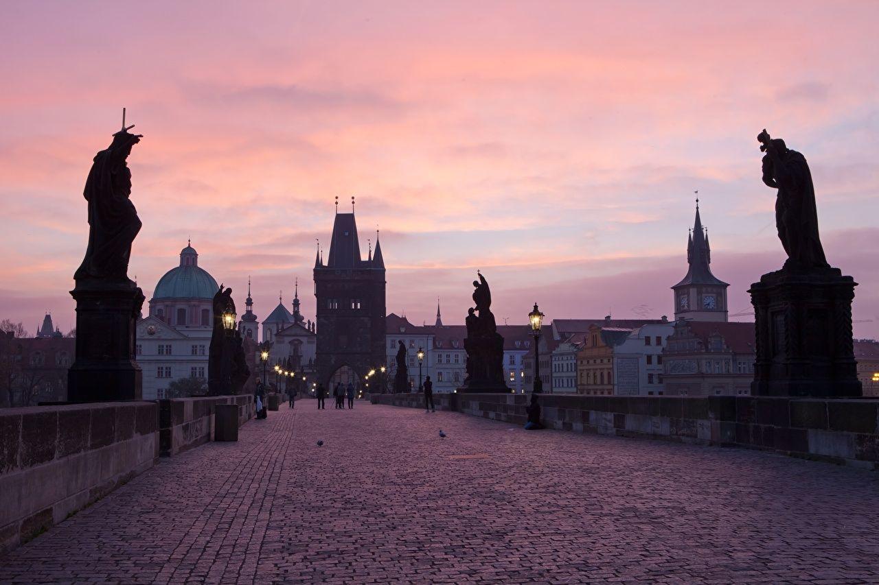 1280x853 Picture Cities Prague Czech Republic Bridges Evening Charles Bridge