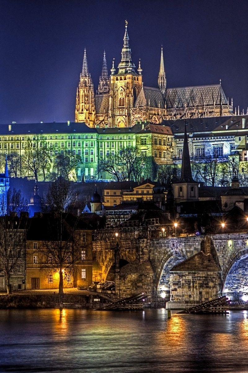 800x1200 Download wallpaper 800x1200 prague, charles bridge, night, lights