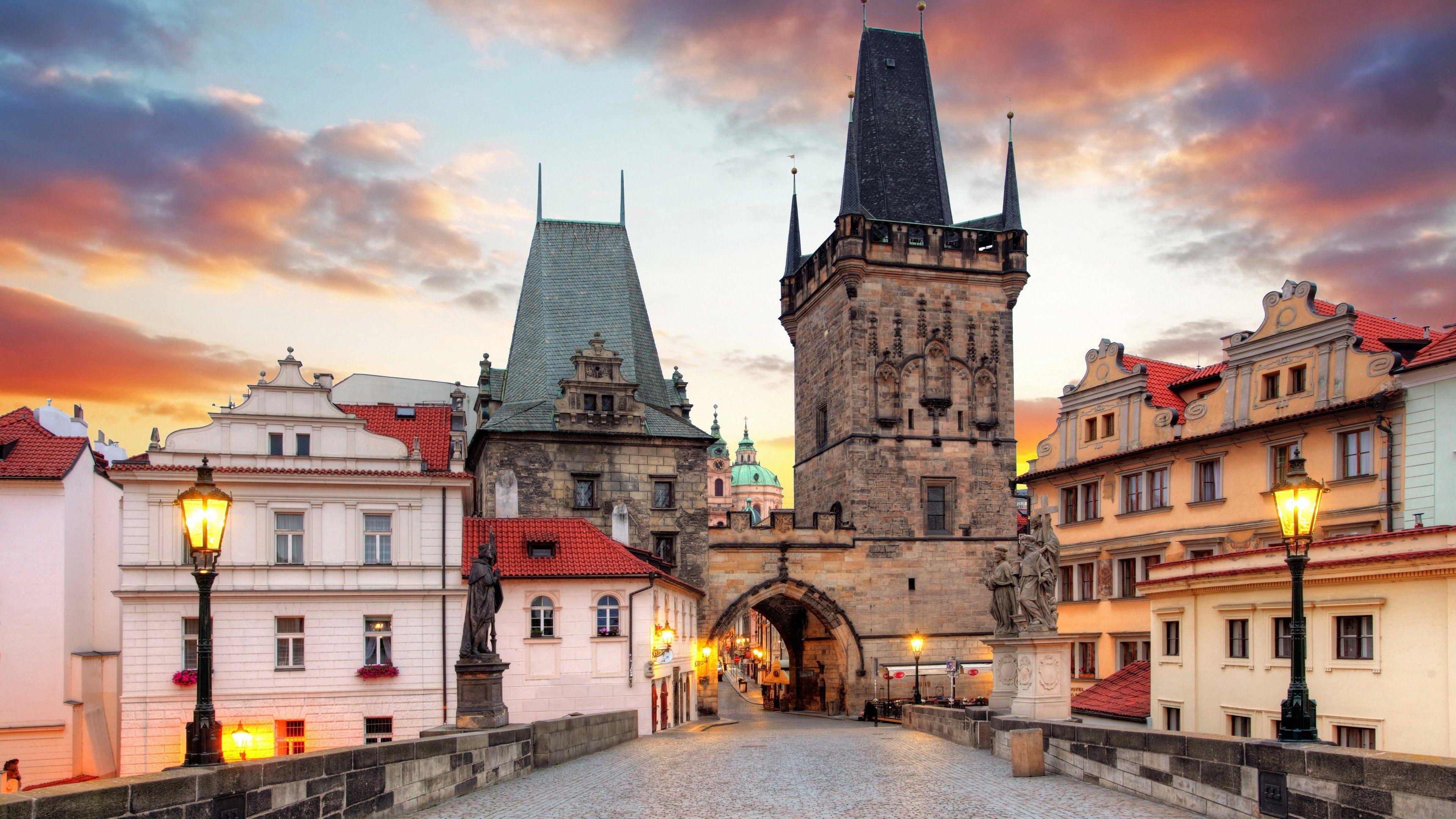 3840x2160 Download desktop wallpaper Prague Czech Republic Houses Charles