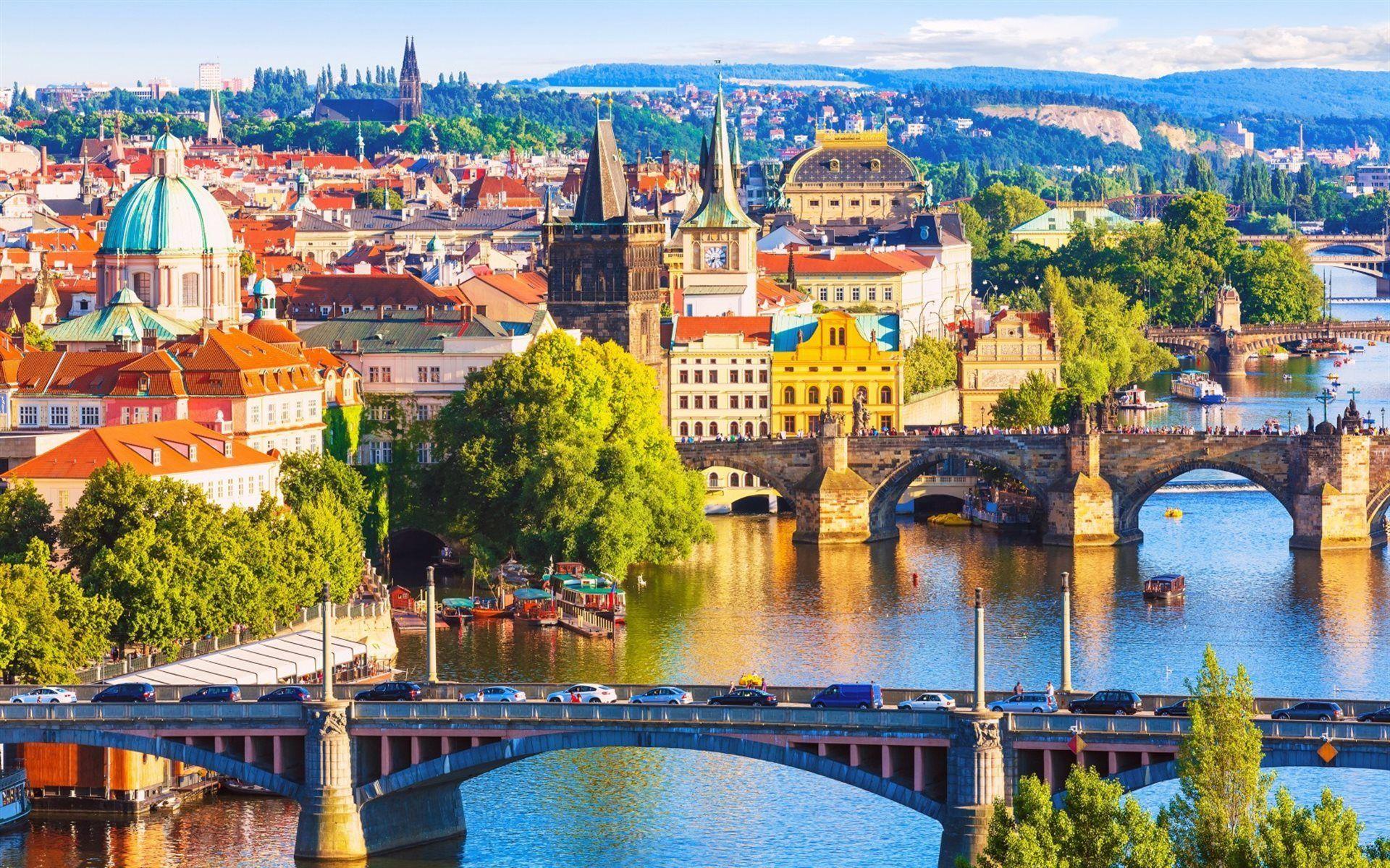 1920x1200 Download wallpaper Prague, Czech Republic, Charles Bridge, Summer