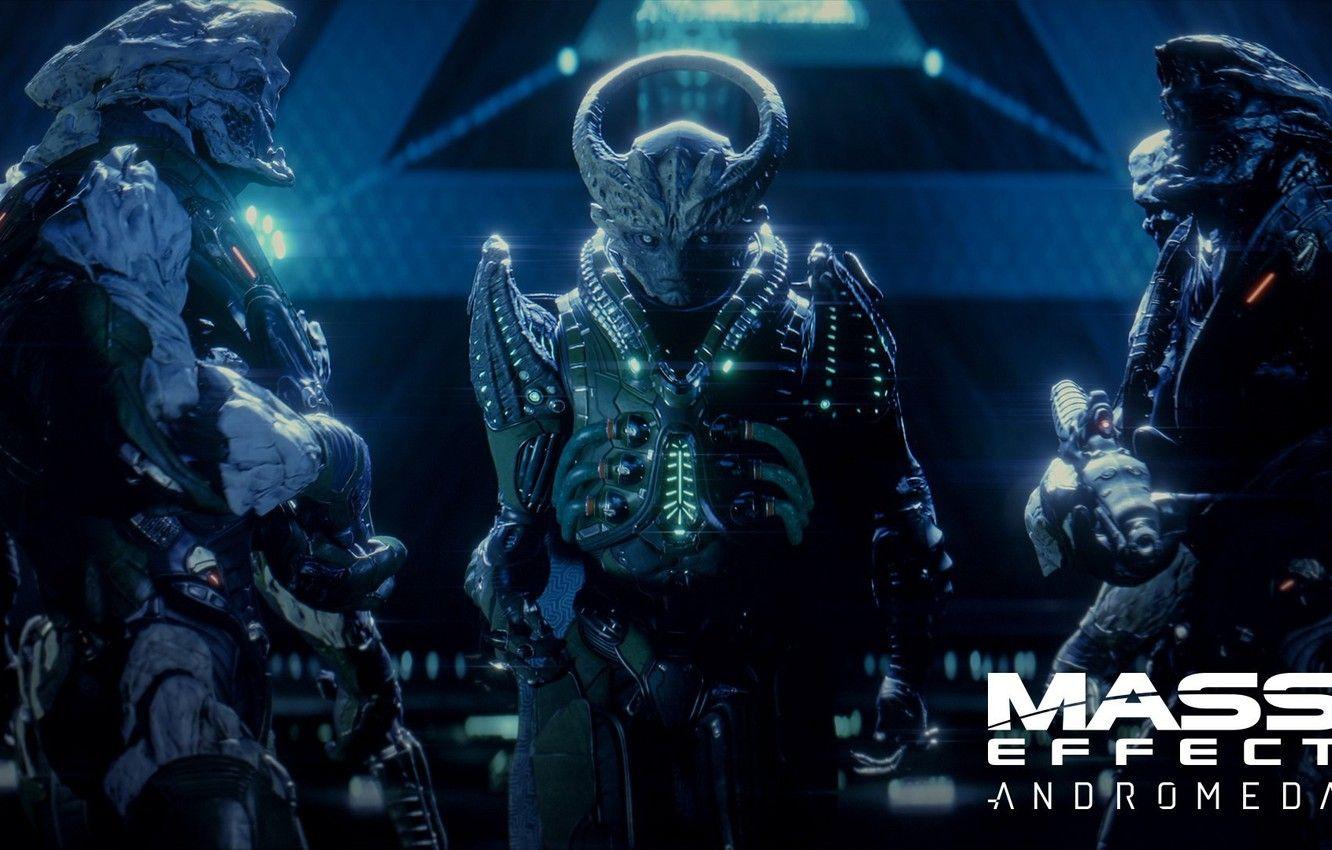 1332x850 Wallpaper gun, game, weapon, alien, Mass Effect, suit, Mass Effect