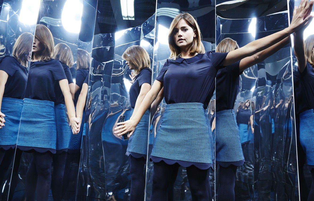 1332x850 Wallpaper look, girl, reflection, skirt, actress, blouse, tights, Doctor Who, Doctor Who, Clara Oswald, Clara Oswald, Jenna Coleman, Jenna Coleman image for desktop, section фильмы