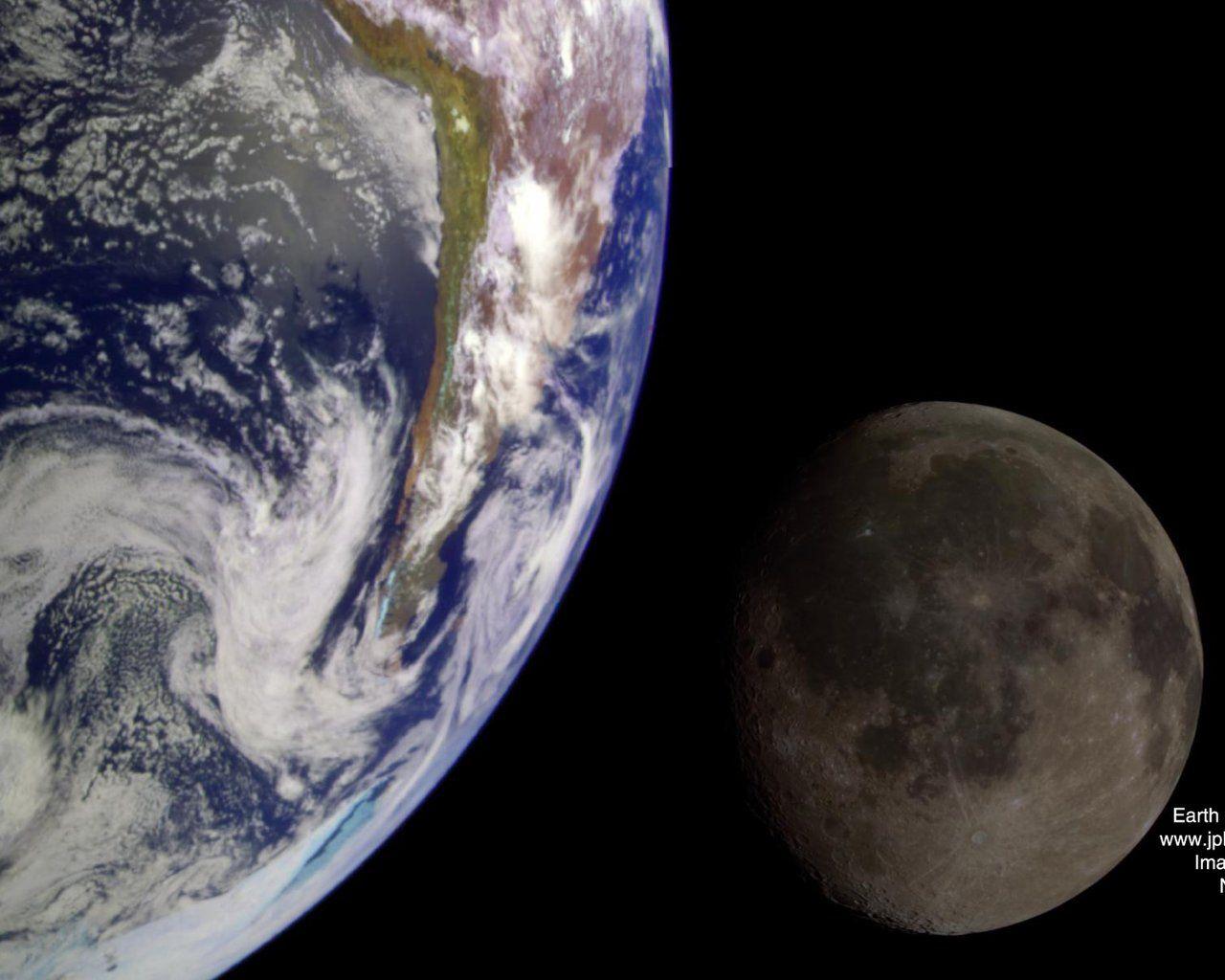 1280x1024 The Earth and Moon Space Wallpaper