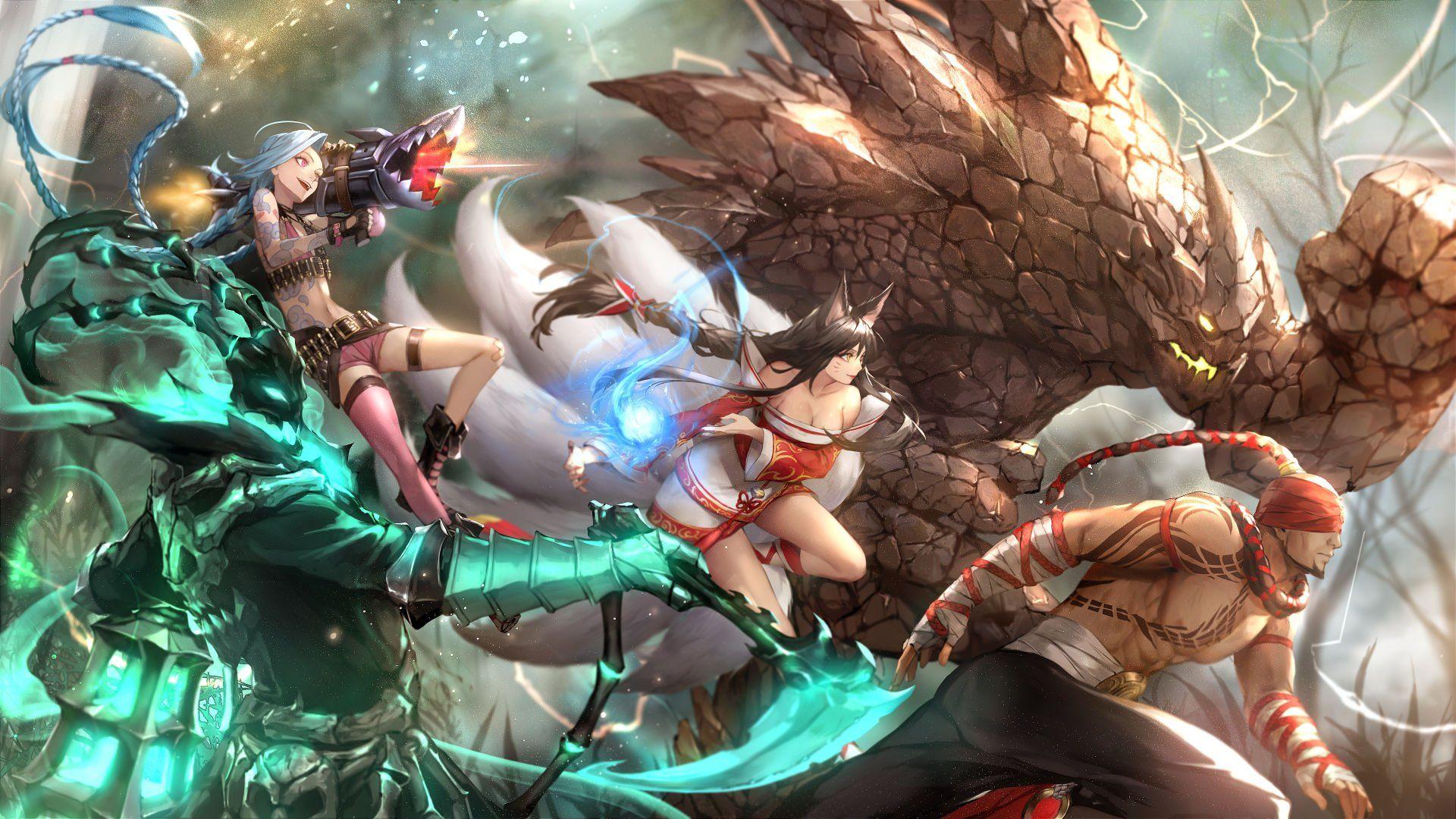 1920x1080 Thresh, Jinx, Ahri, Malphite & Lee Sin