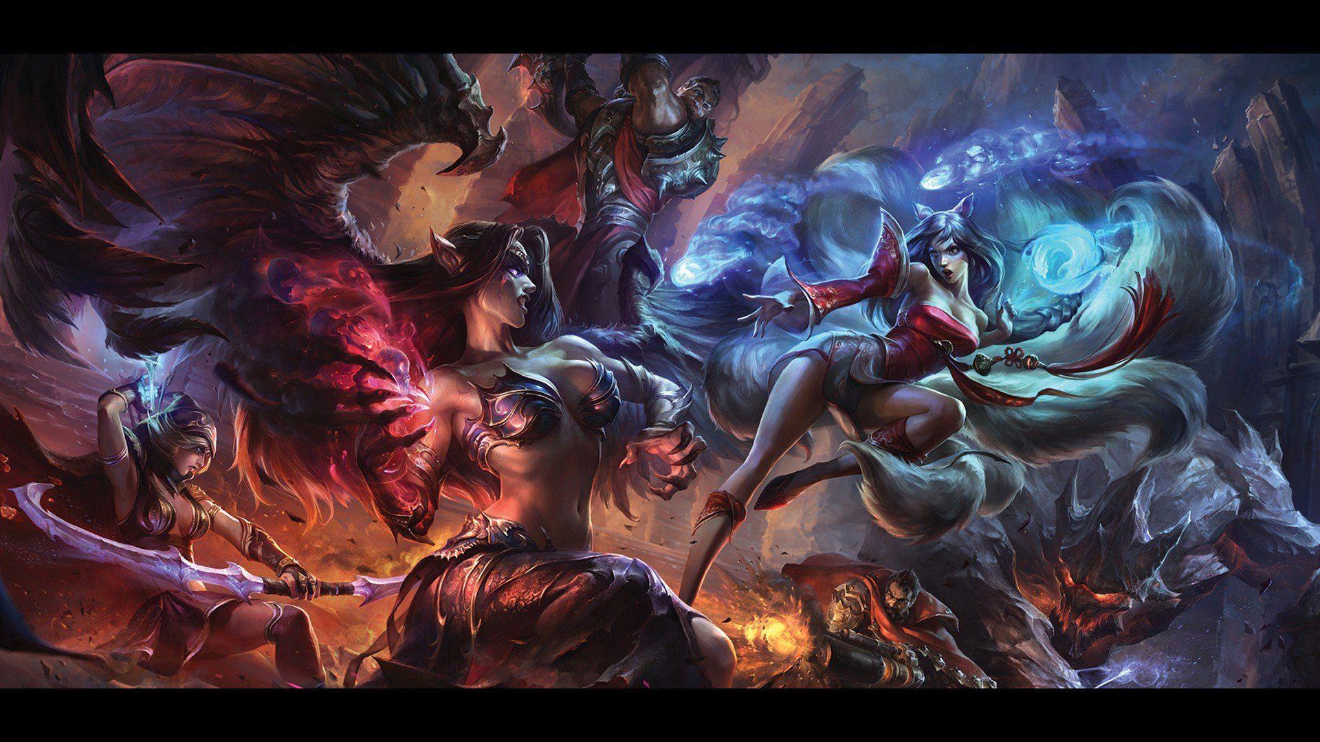 1920x1080 League of Legends, Ahri, Morgana, Ashe, Malphite, Grave, Dorian