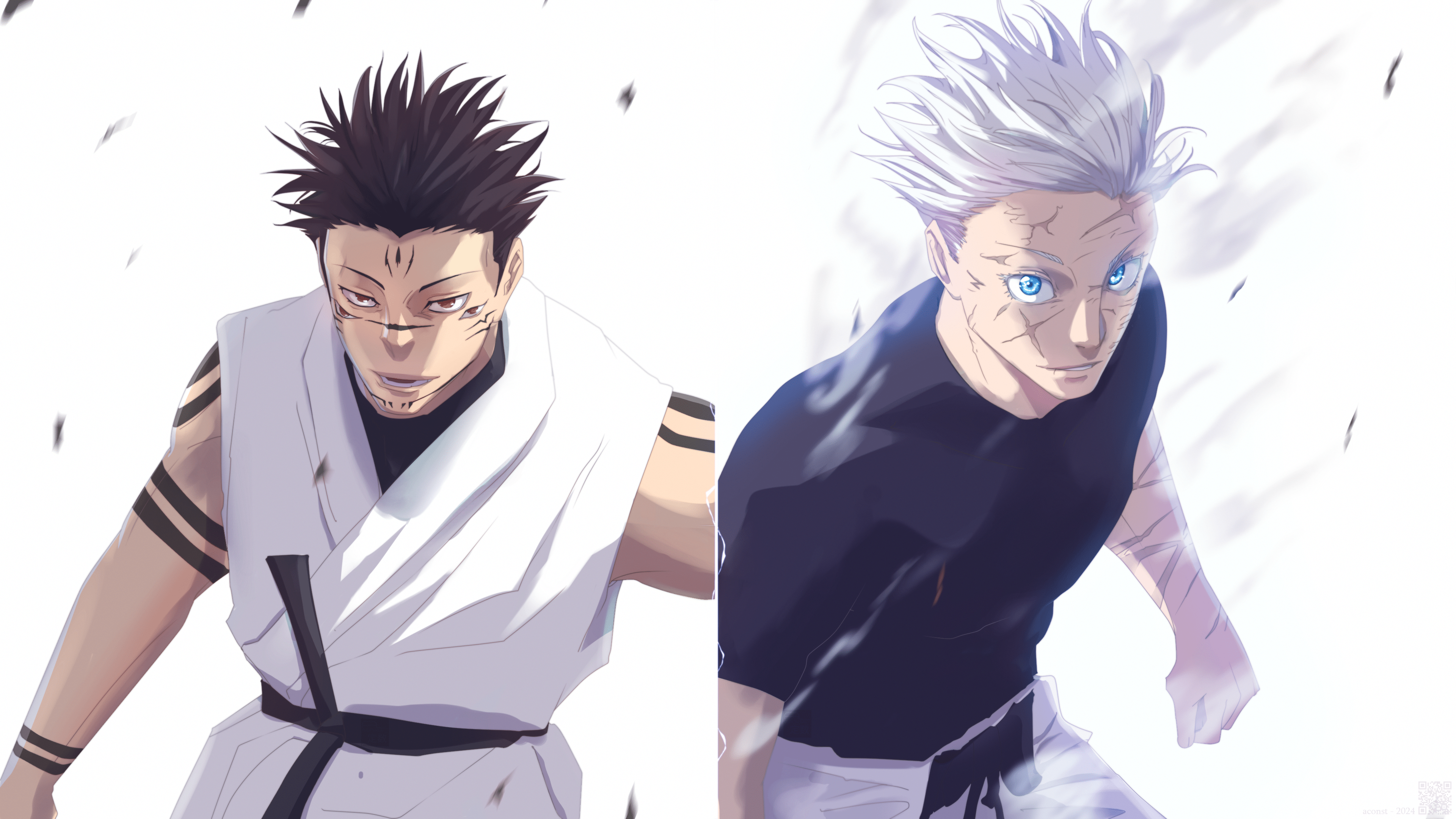 3840x2160 Gojo vs Sukuna: Epic 4K Jujutsu Kaisen Showdown Wallpaper