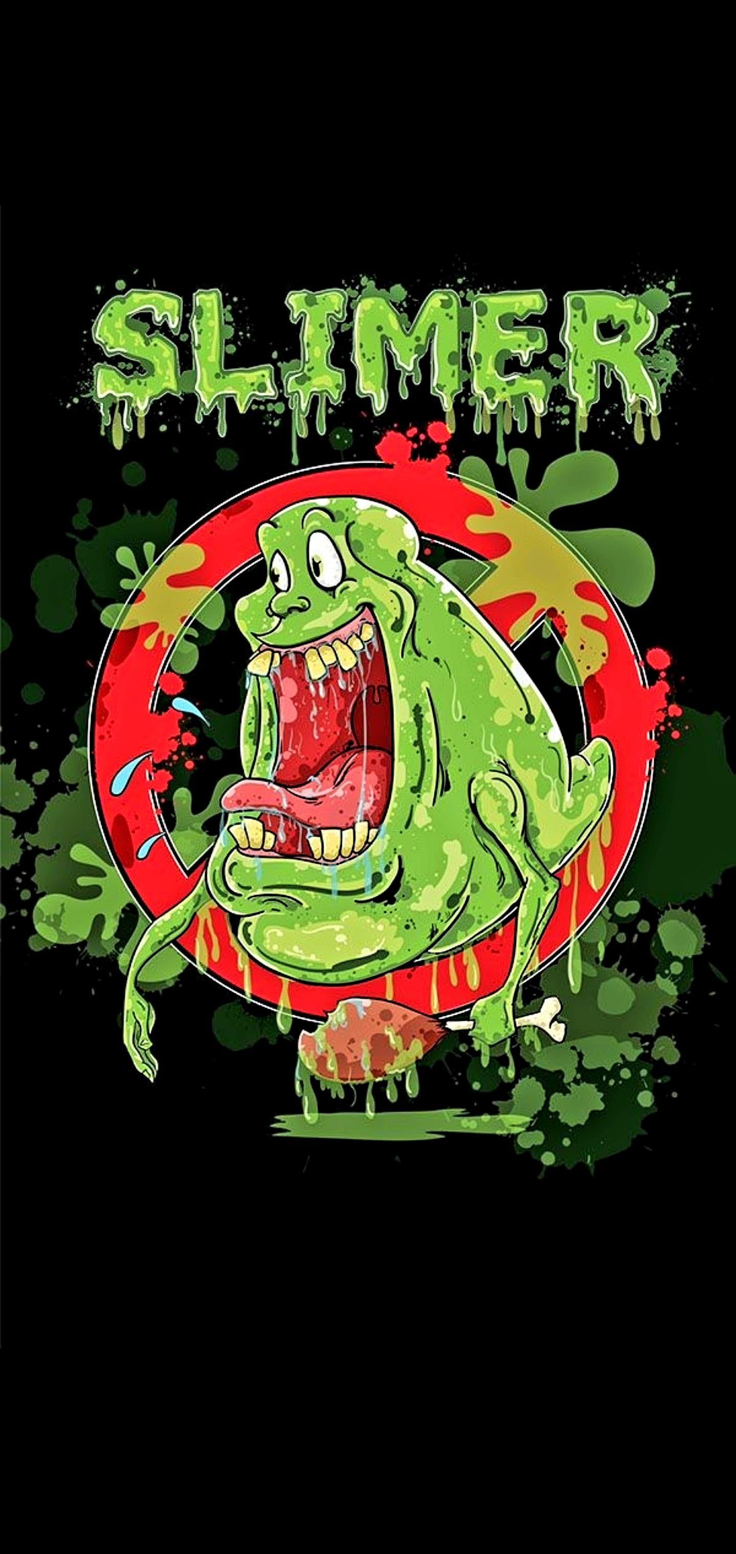 1440x3040 Wallpaper Slimer, Cartoon, Art, Ecto- Ghostbusters, Background Free Image
