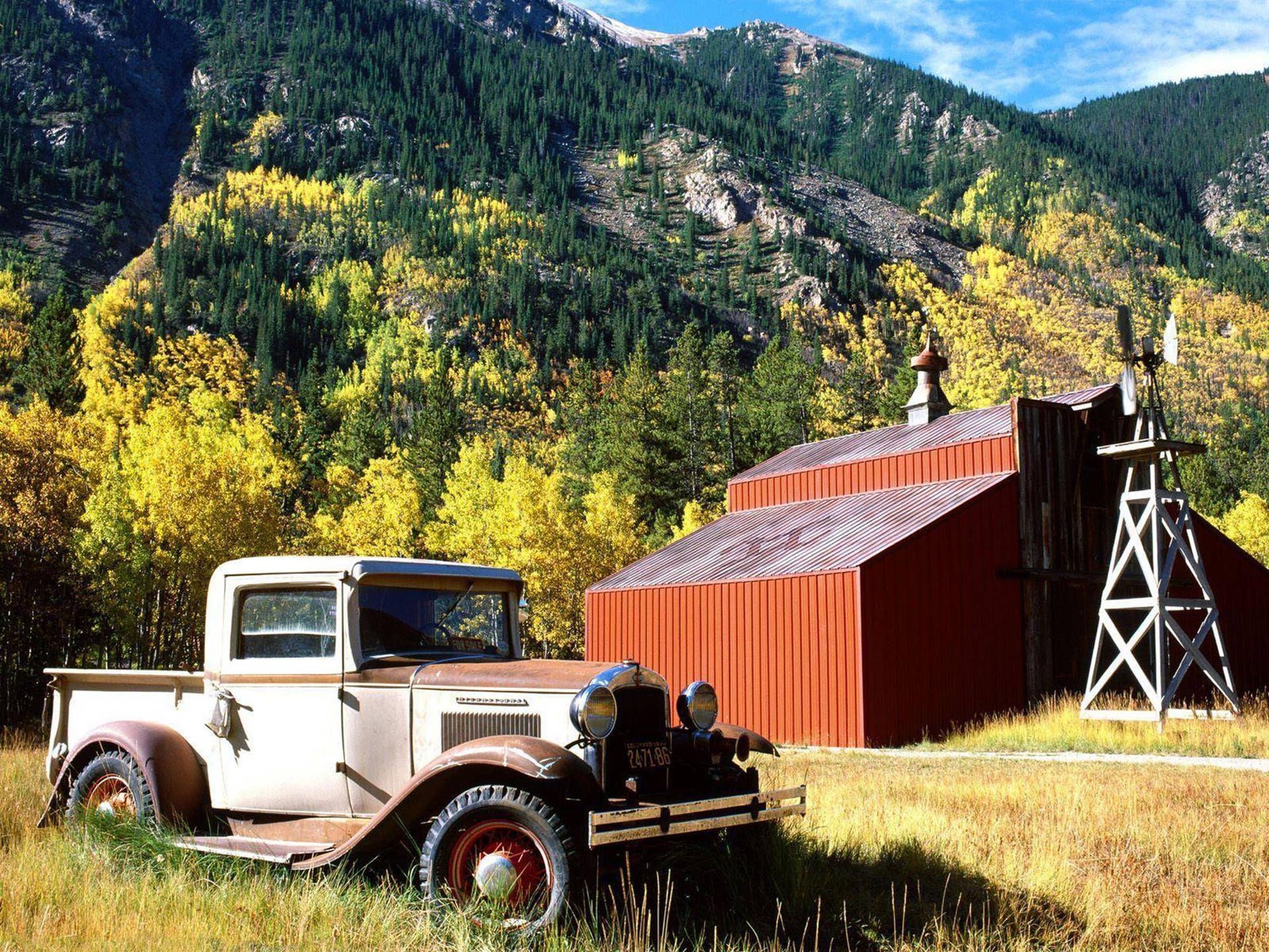 1920x1440 Download Old Ford Truck At The Farm Wallpaper