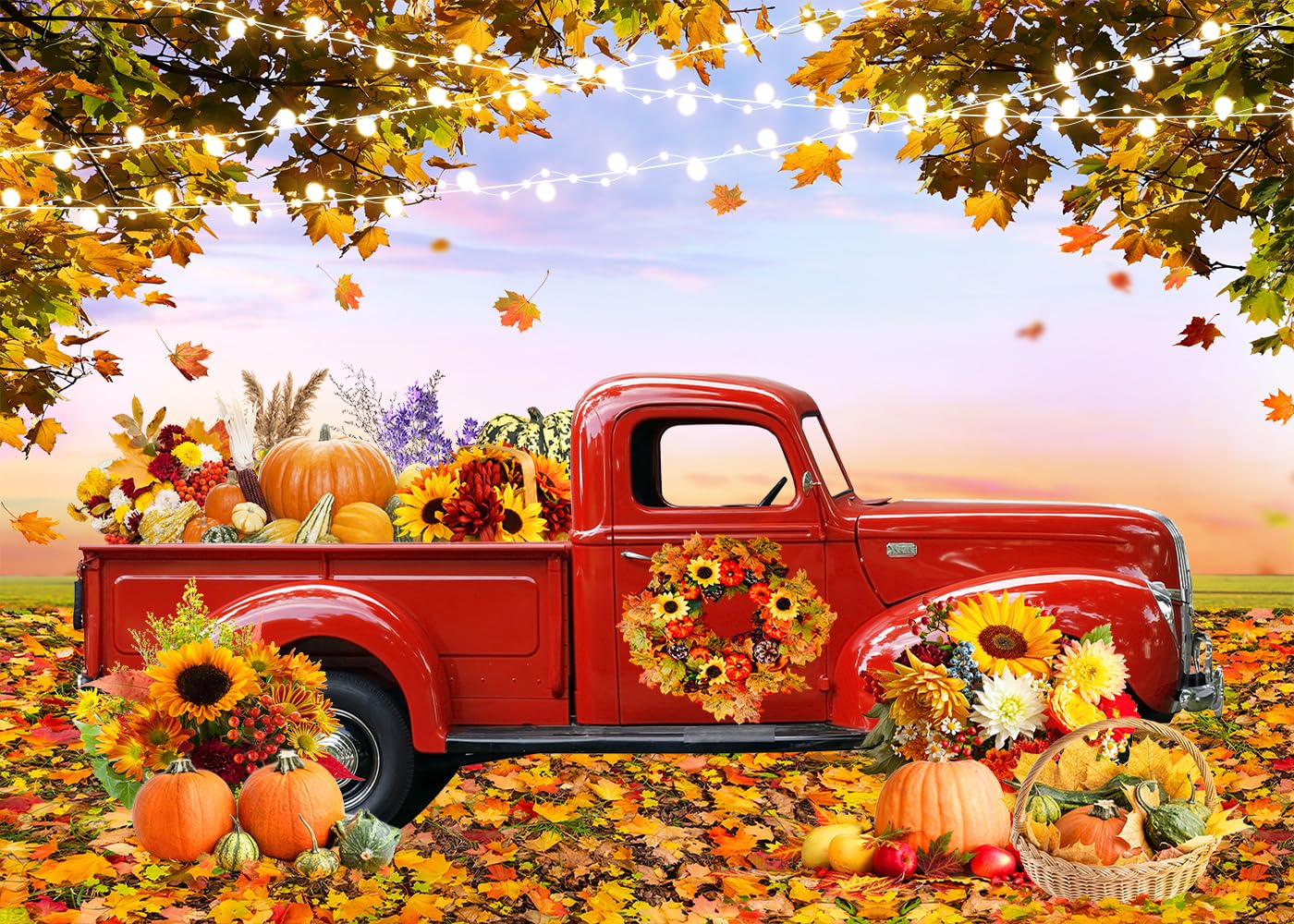 1400x1000 Autumn Pumpkin Truck Background for Photography Picture Autumn Harvest Forest Farm Thanksgiving Day Baby Shower Friends Party Supplies Decoration Banner Photo Background: Amazon.de: Electronics & Photo