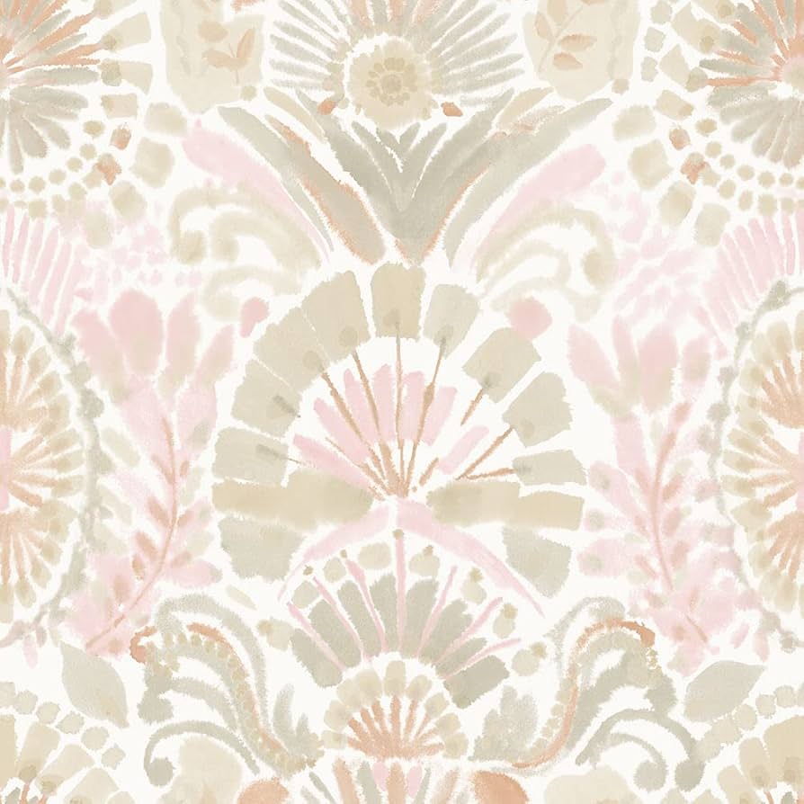 894x894 Tempaper Pink Bohemia Damask Removable Peel and Stick Boho Wallpaper, 20.5 in X 16.5 ft, Made in the USA