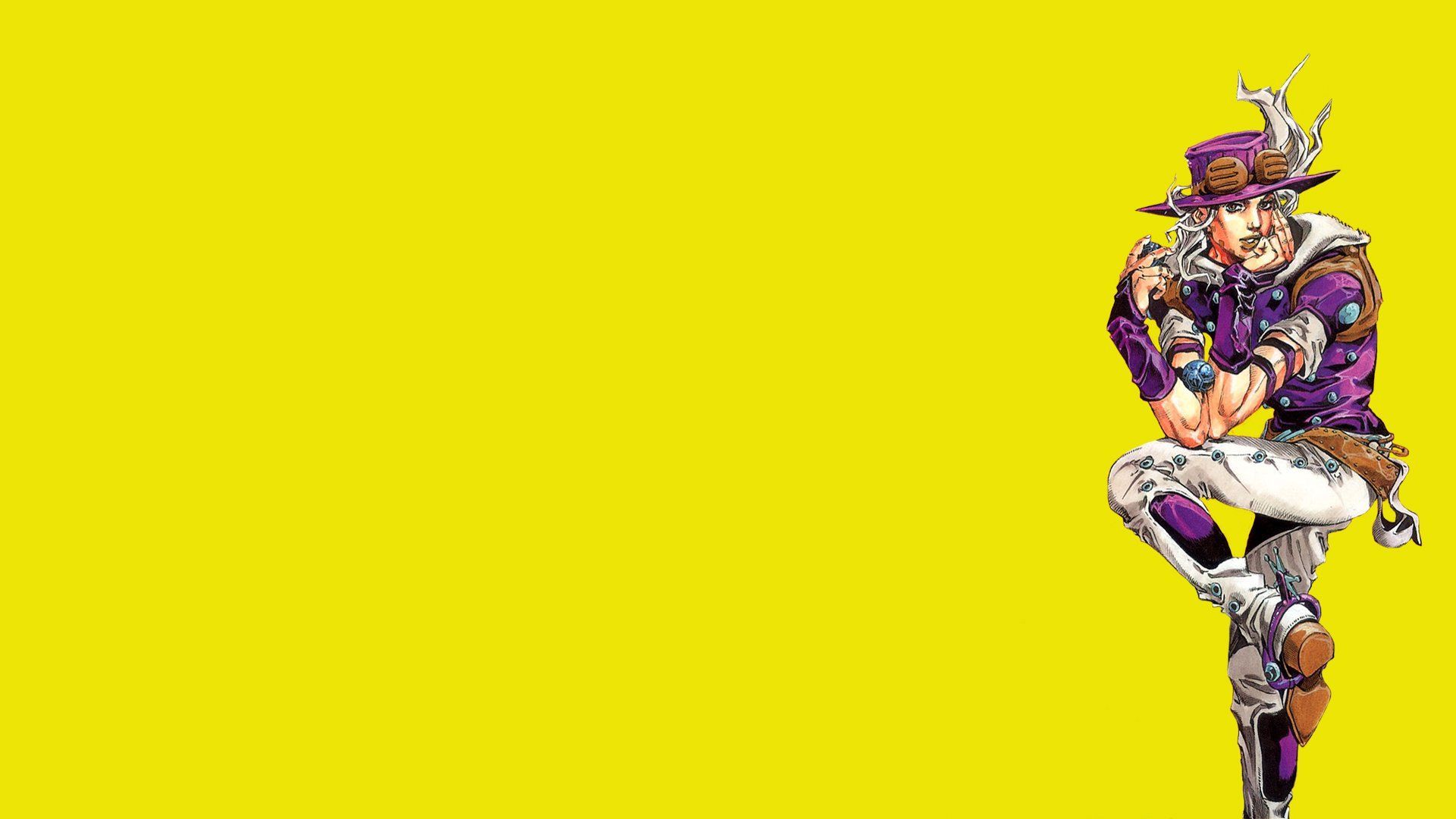 1920x1080 JoJo's Bizarre Adventure HD Anime Wallpaper: Vibrant Pose on Yellow