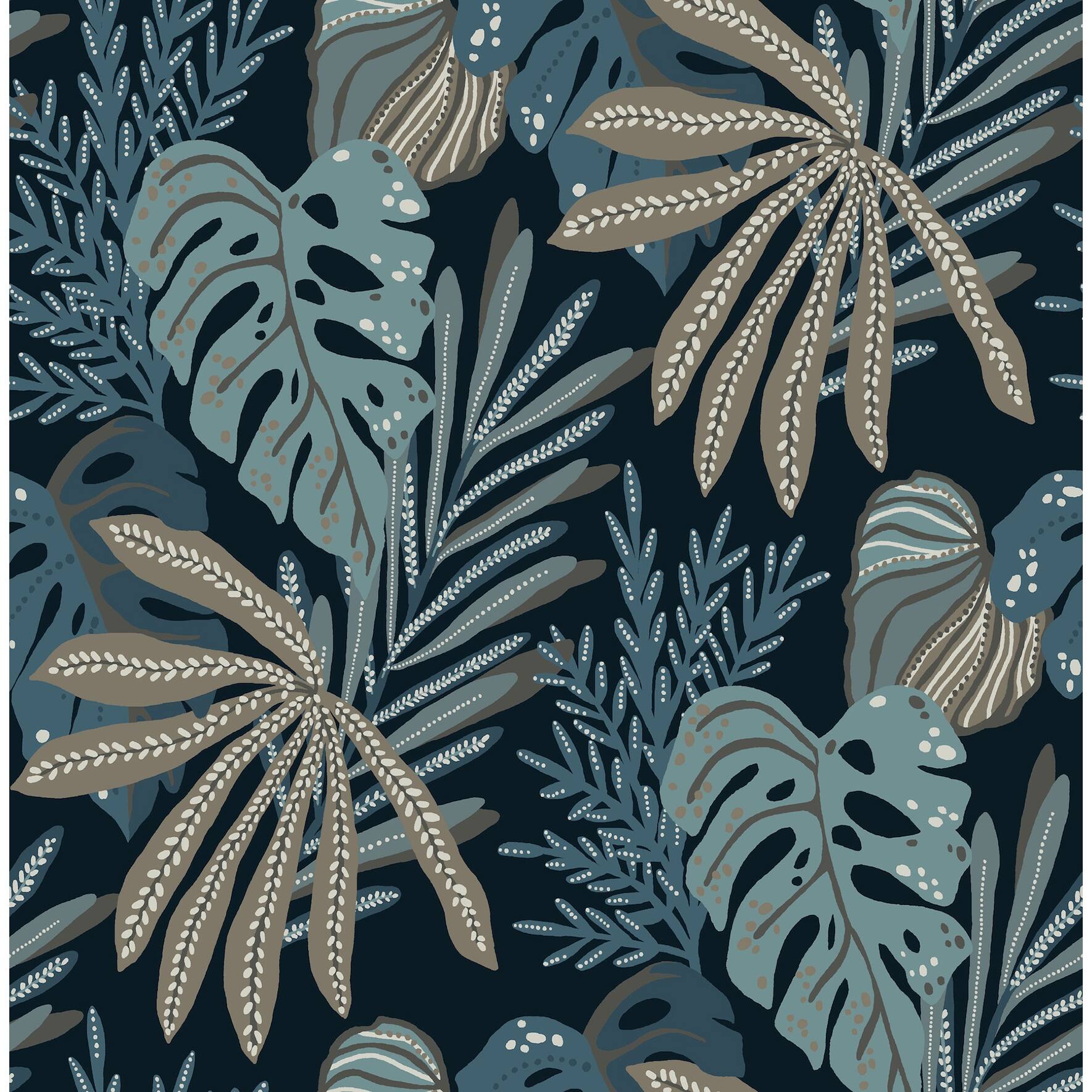 1769x1769 A Street Prints Alocasia Blue Tropical Foliage Wallpaper